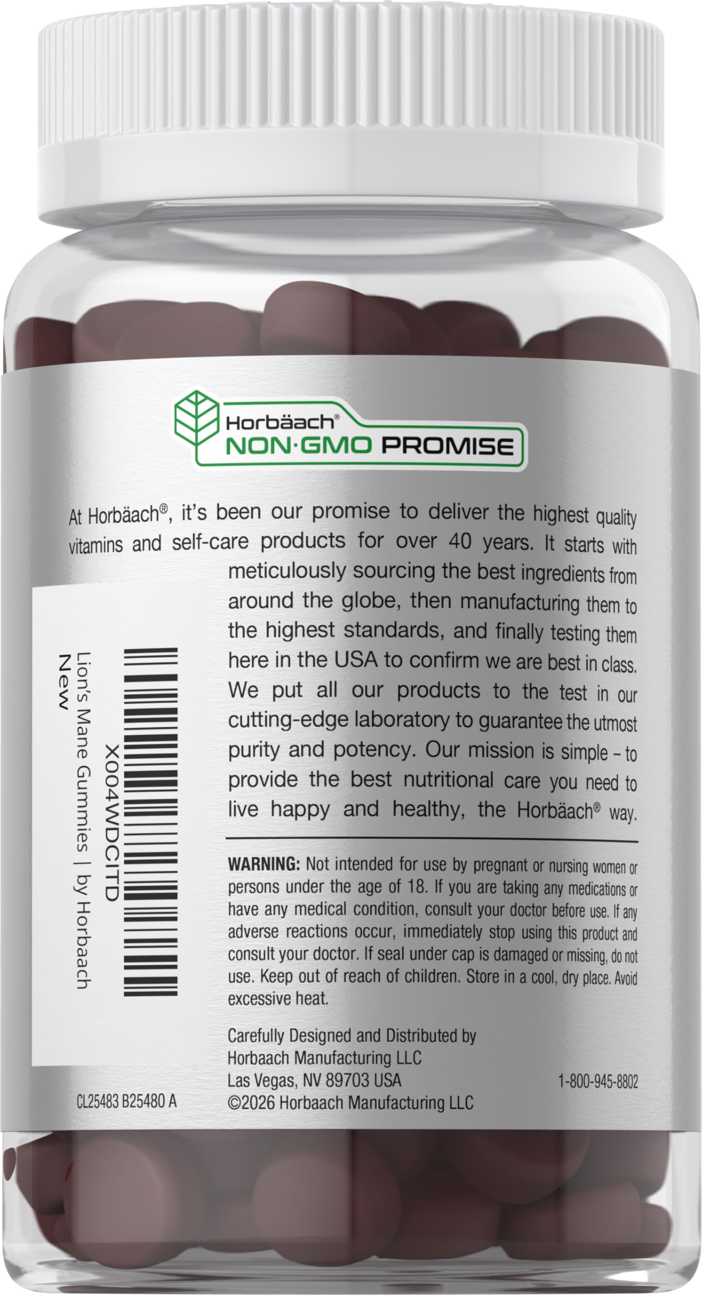 Horbäach Lions Mane Supplement Gummy 60 Gummies