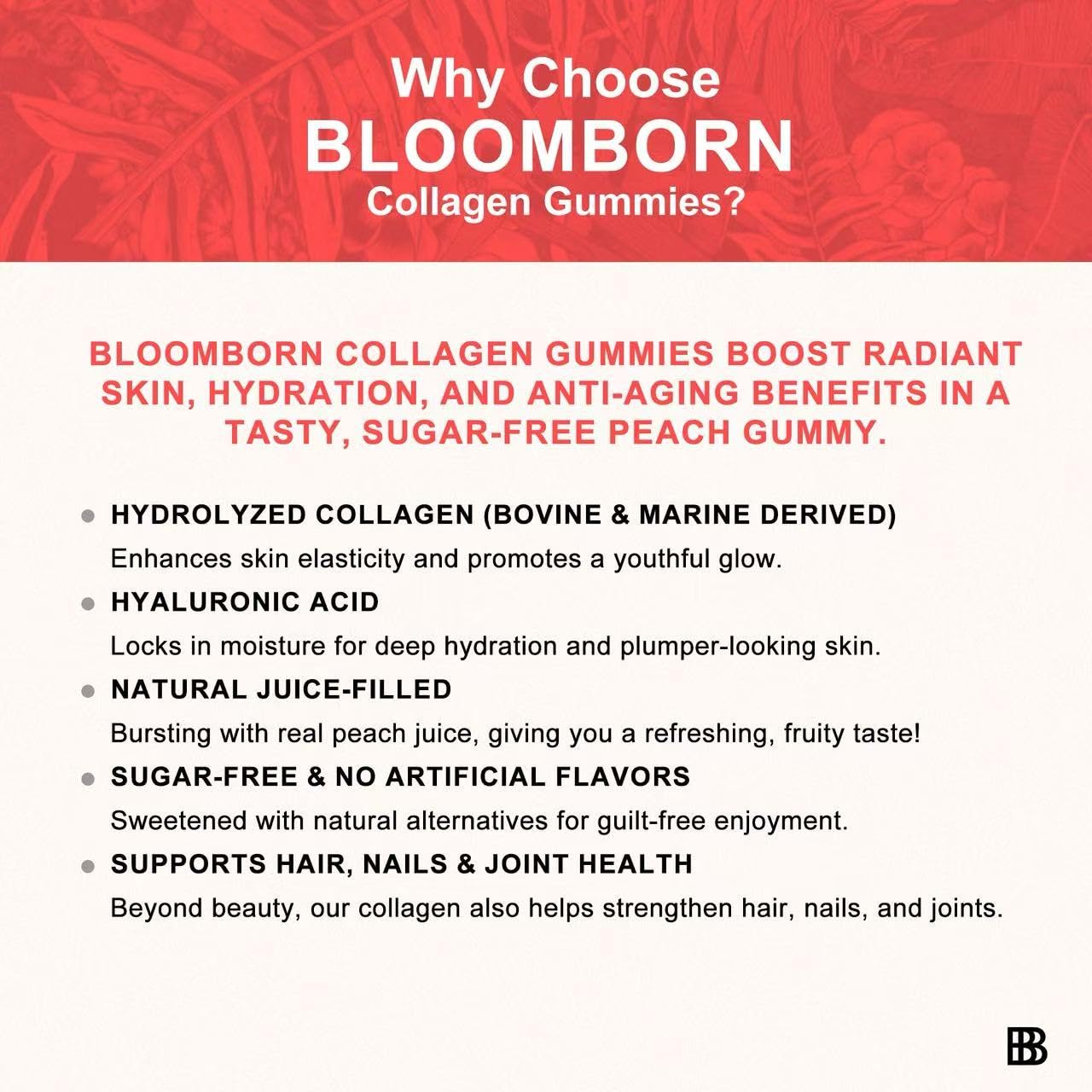 BloomBorn Collagen Gummy Peach Flavor - 30 Gummies