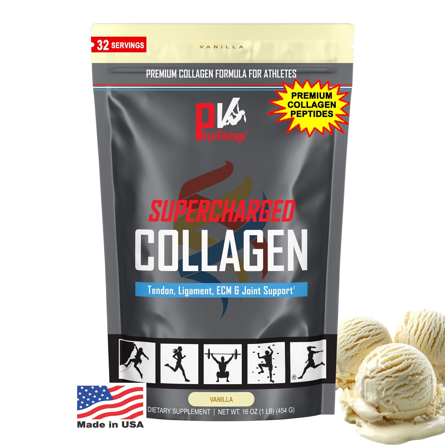 PhysiVantage Supercharged Collagen Peptides Powder 16 oz