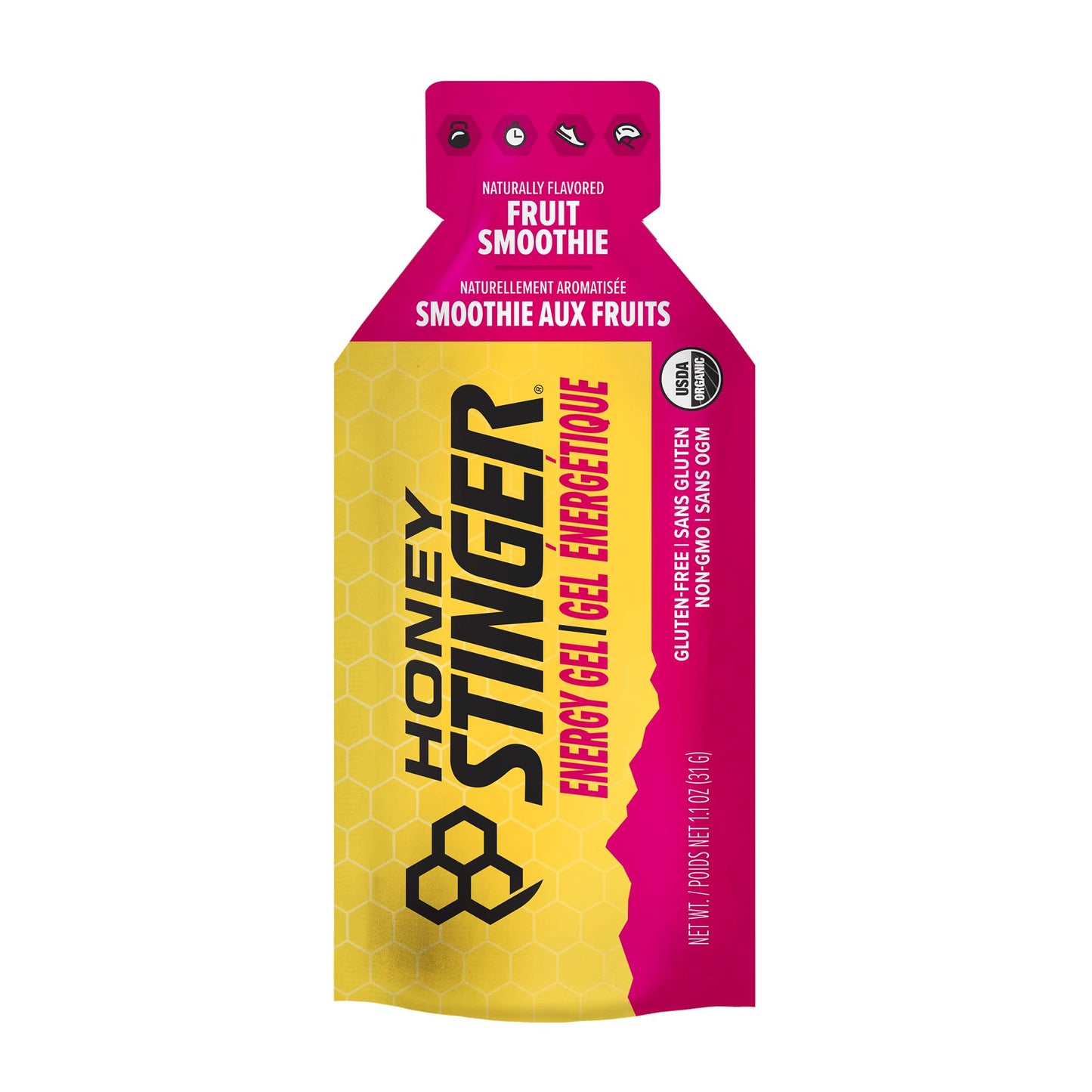 Honey Stinger Organic Fruit Smoothie Energy Gel, Gluten Free & Caffeine Free, for Exercise, Running and Performance, Sports Nutrition for Home & Gym, Pre and Mid Workout, 24 Pack, 26.4 Ounce