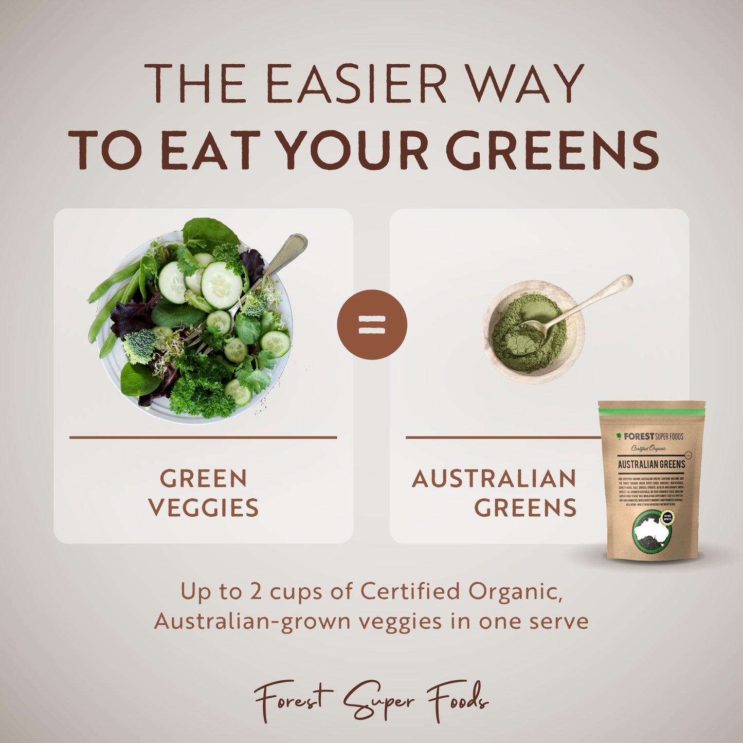 Forest Super Foods Certified Organic Australian Greens Whole Food Blend Powder 8.8 oz
