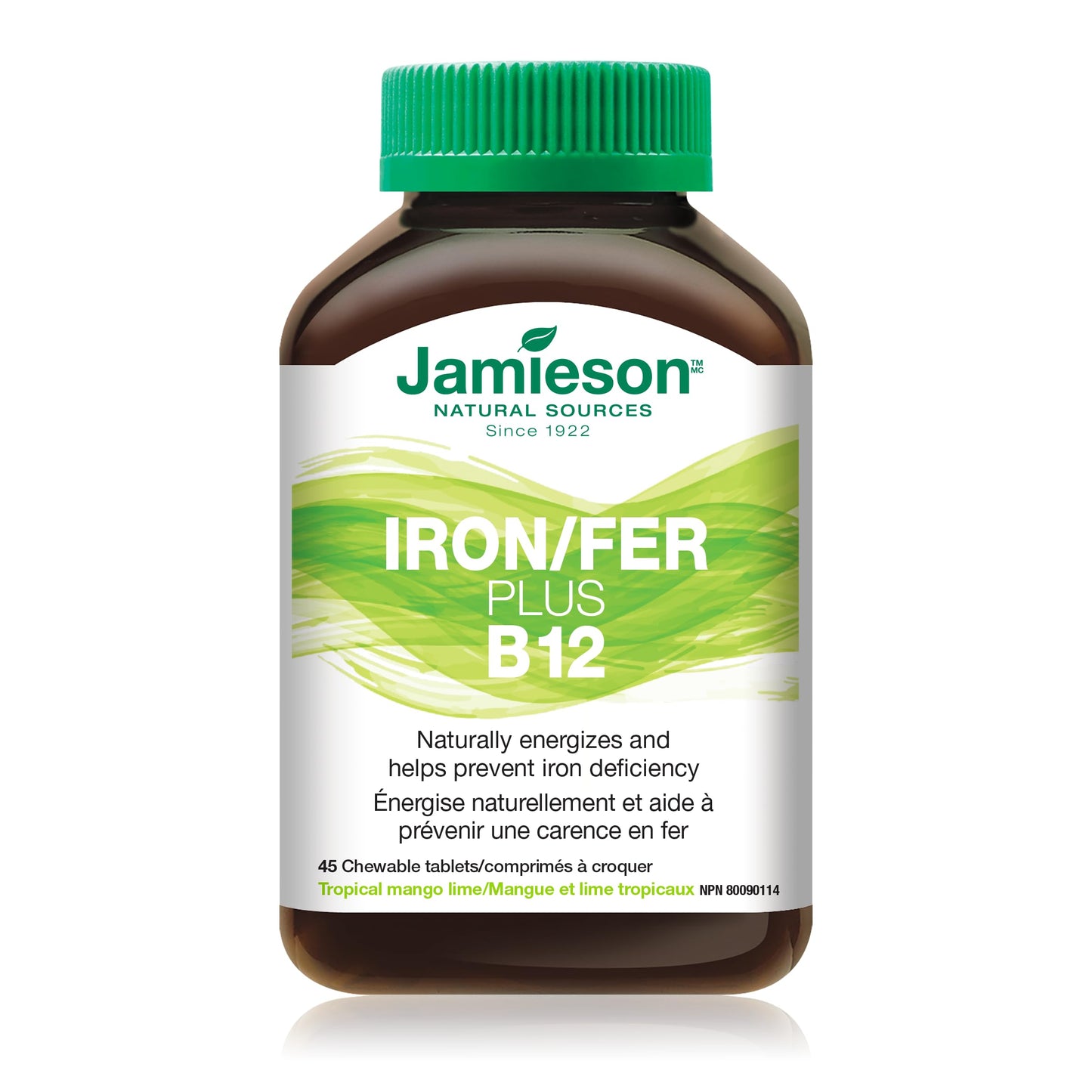 Jamieson Laboratories Iron + Vitamin B12 Tablets, 45-count