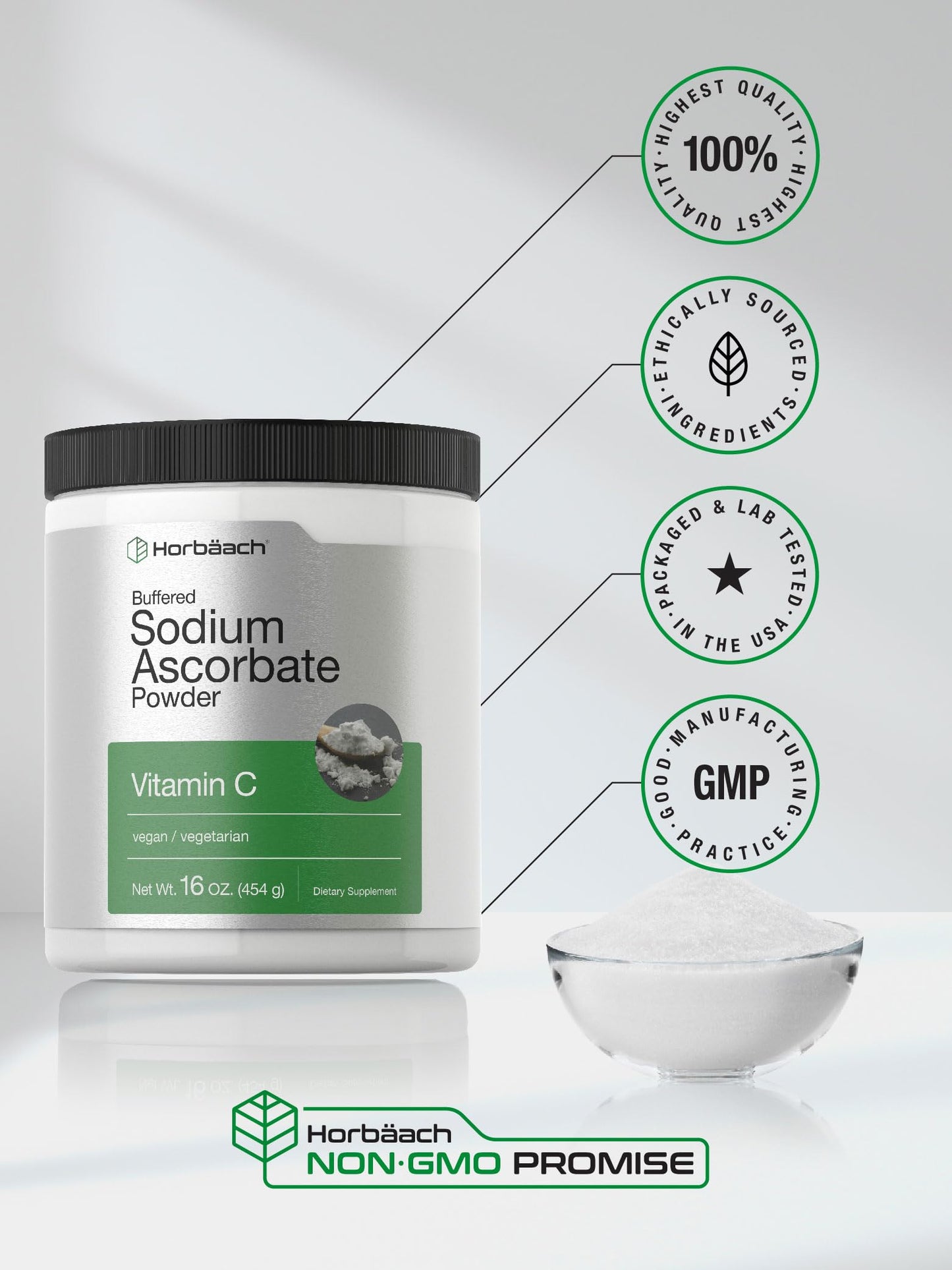 Horbäach Sodium Ascorbate Powder 16 oz