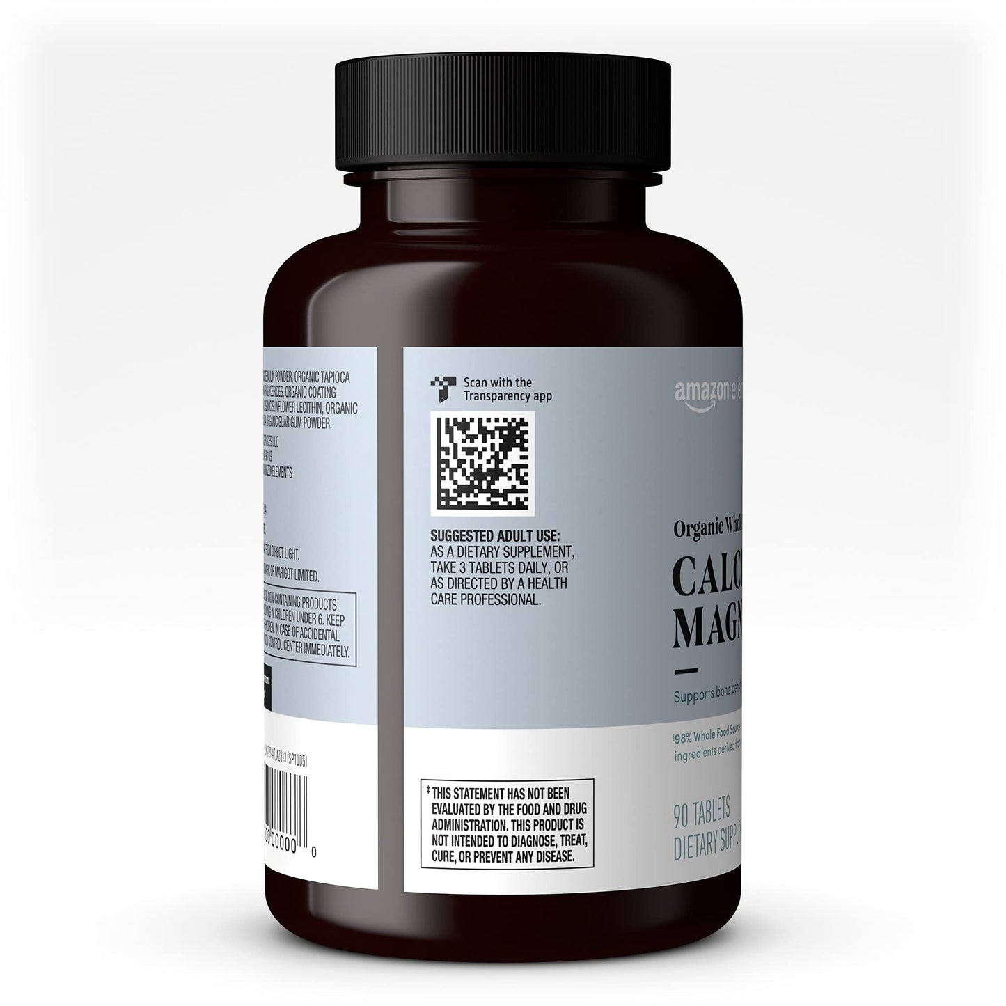 Amazon Elements Organic Whole Food Calcium & Magnesium, 90 Tablets