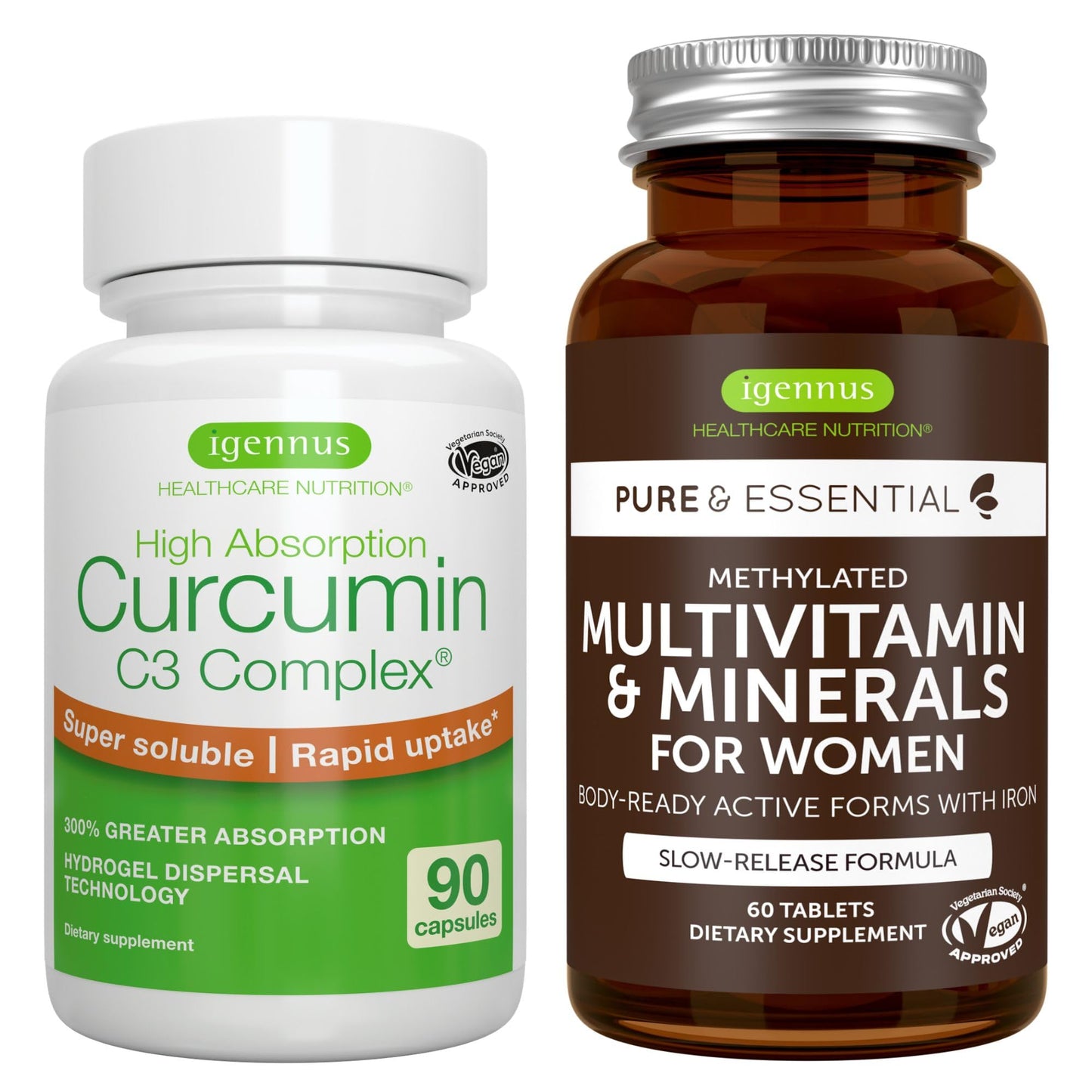 Igennus Healthcare Nutrition Multivitamin & Minerals for Women with High Absorption Curcumin C3 Complex Capsule & Tablet, 2-Count