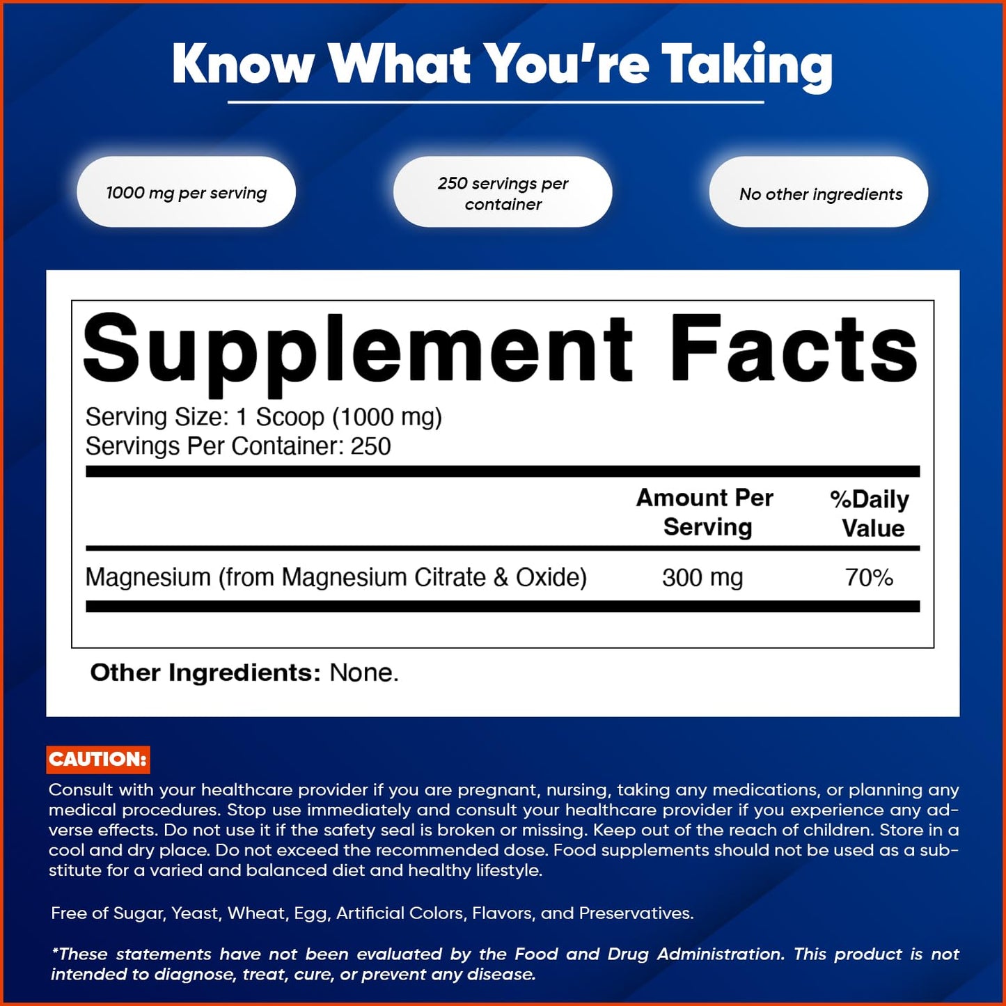 Vitamatic Magnesium Citrate 1000mg Powder, 8.8 oz, 250 Servings, Supports Muscle, Joint, and Heart Health