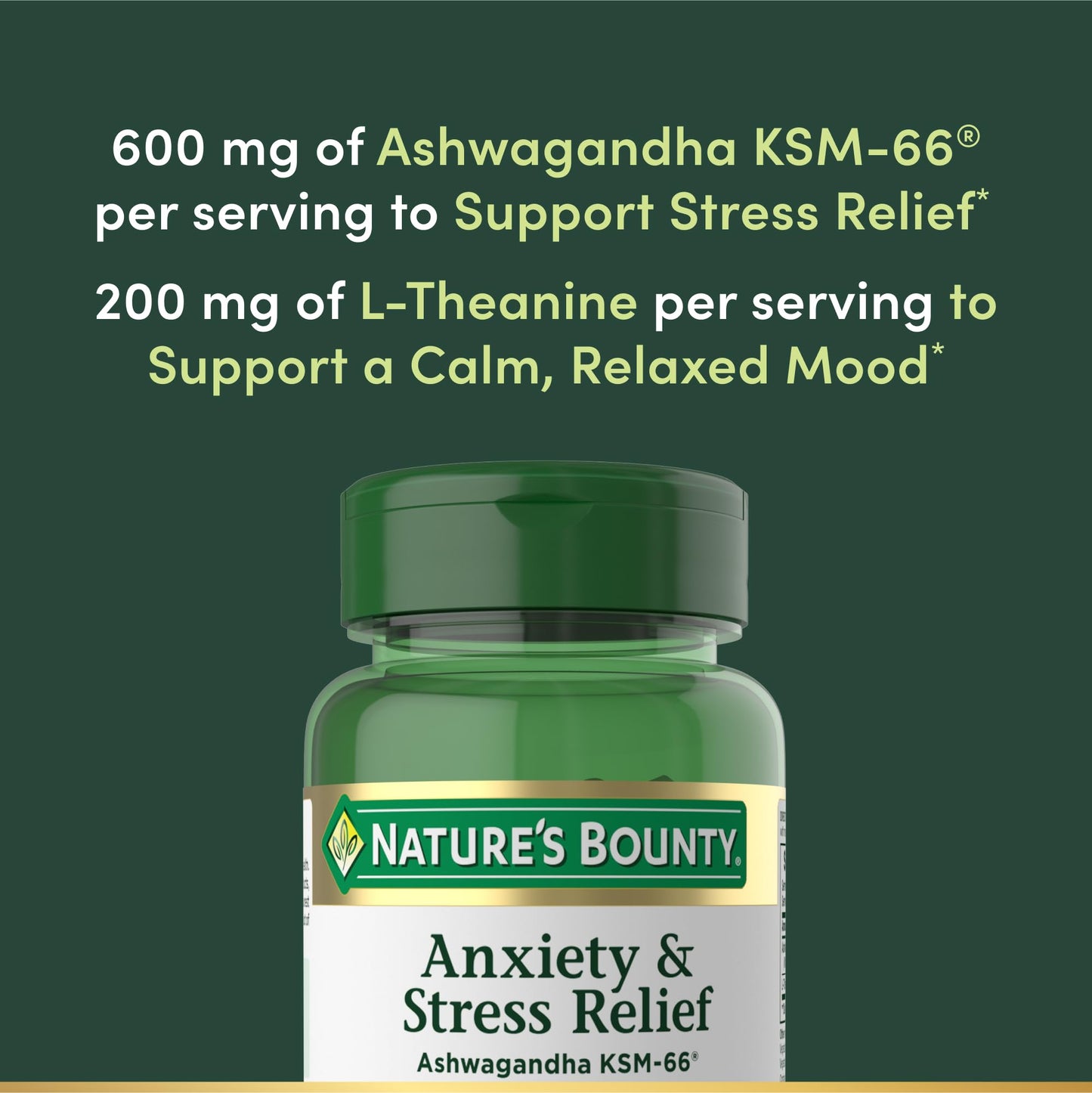 Nature's Bounty Stress Relief Ashwagandha KSM-66 Tablets, 90 Count