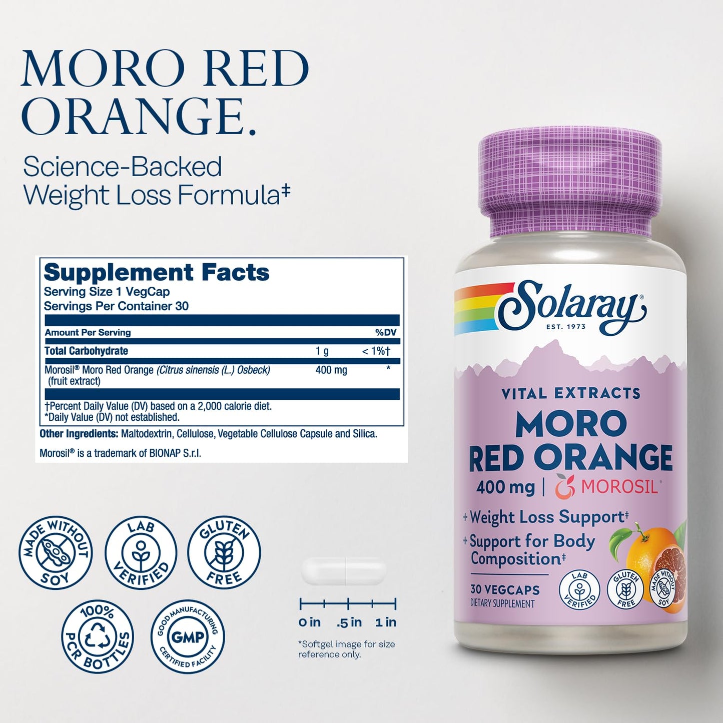 SOLARAY Moro Red Orange with Morosil Capsules, 30 Count