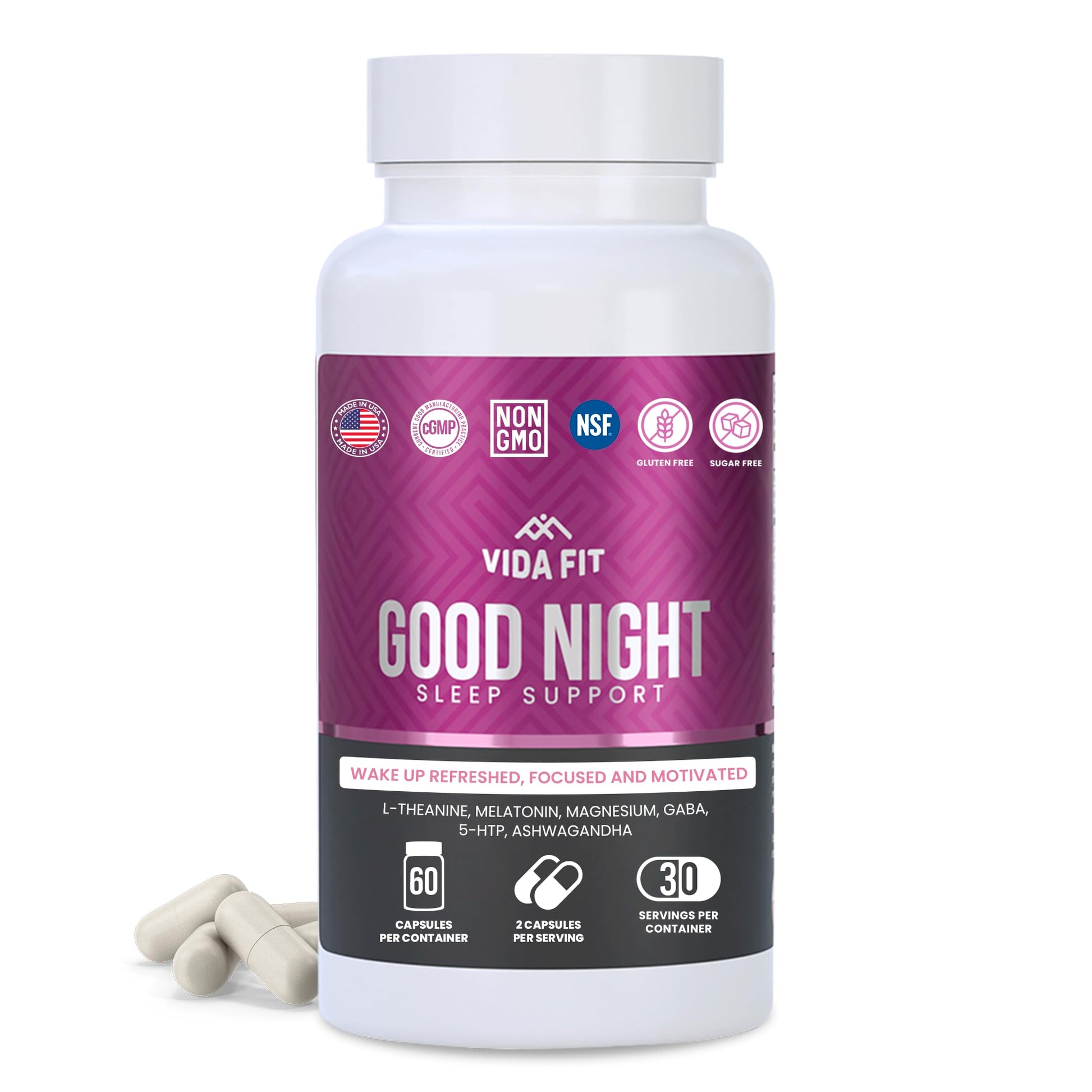 Vida Fit Natural Sleep Aid for Adults Capsule 60 Count