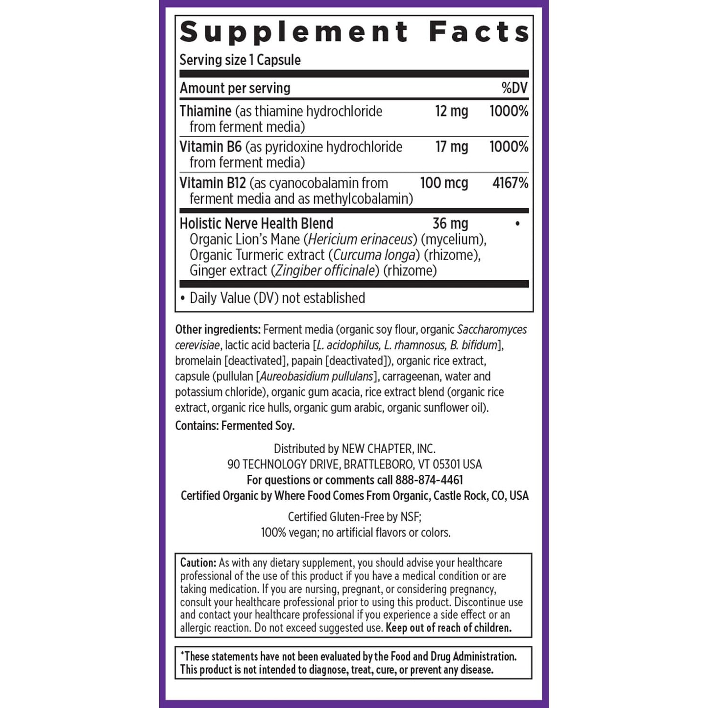 New Chapter B Vitamin Nerve Health Supplement Capsules 30