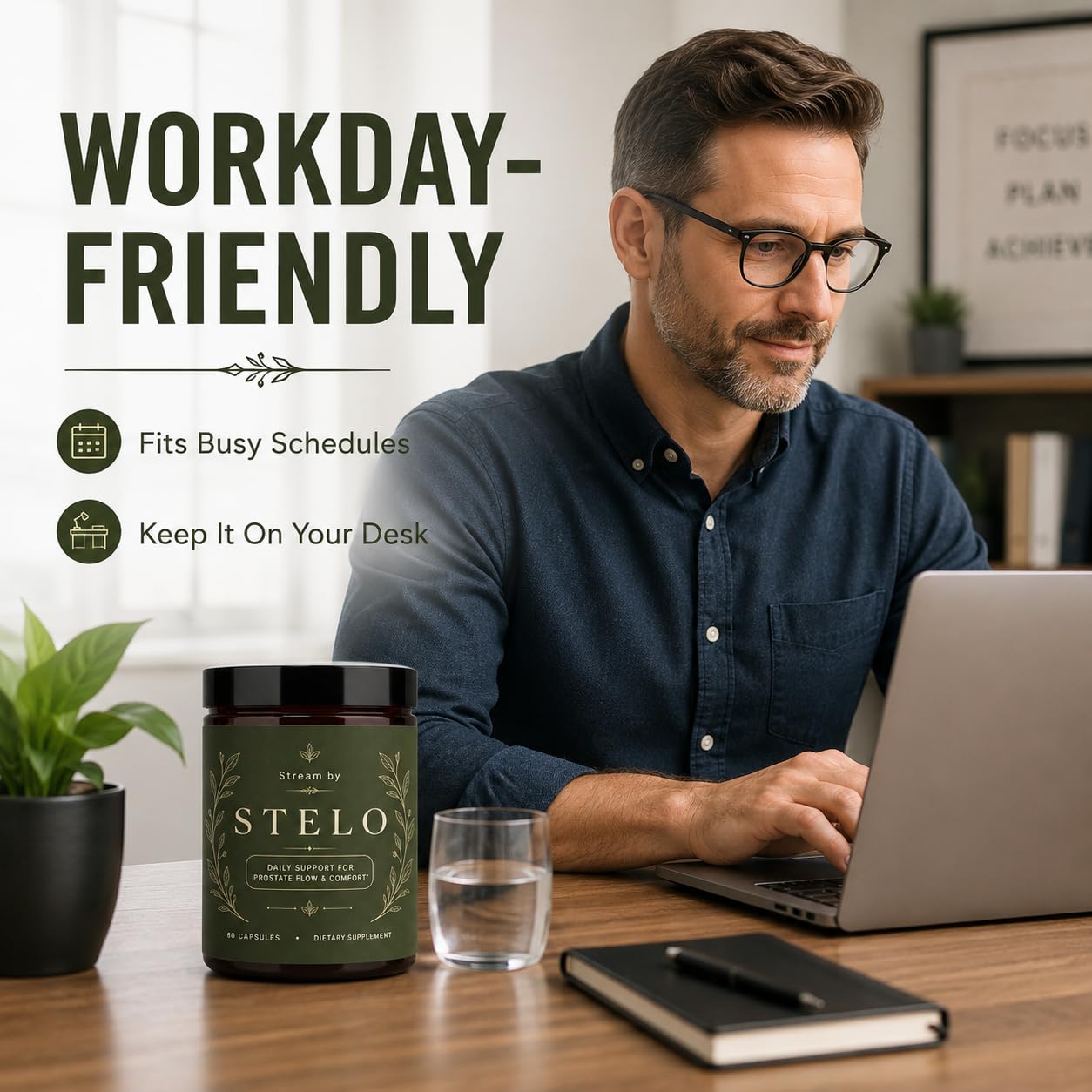 Stream by Stelo Men's Prostate Health Supplement Daily Wellness Support 60 Capsules