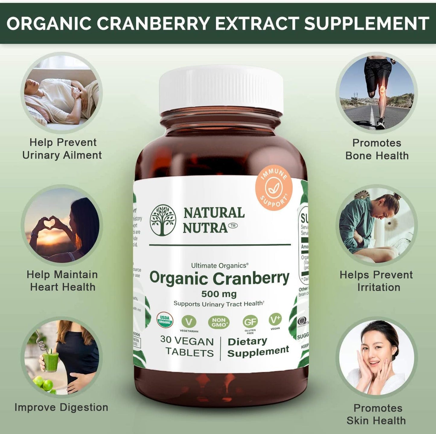 Natural Nutra Organic Cranberry Extract Supplement Tablets, 30 Tablets