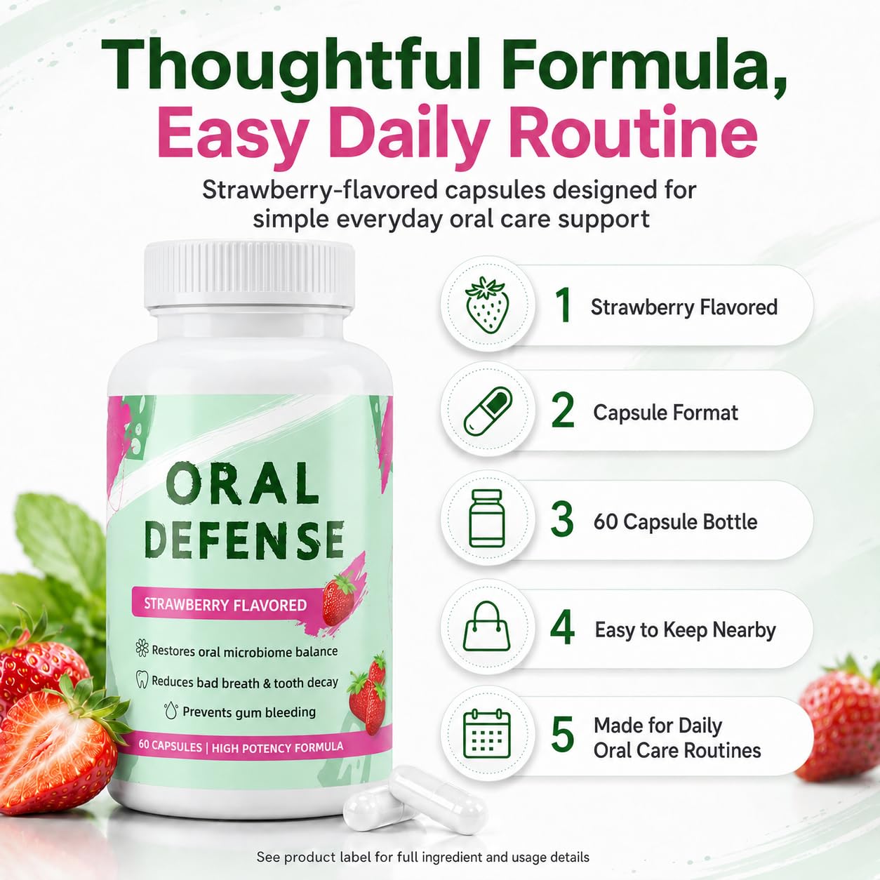 ZEROBREATH Oral Defence Oralite Probiotics Supplement Capsule, 60 Count