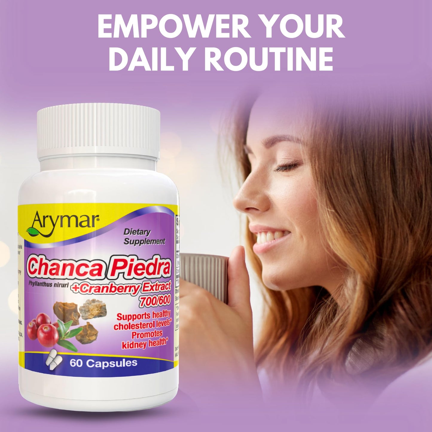 Arymar Chanca Piedra with Cranberry – Herbal Support for Urinary Wellness & Kidney Function, 60 Capsules