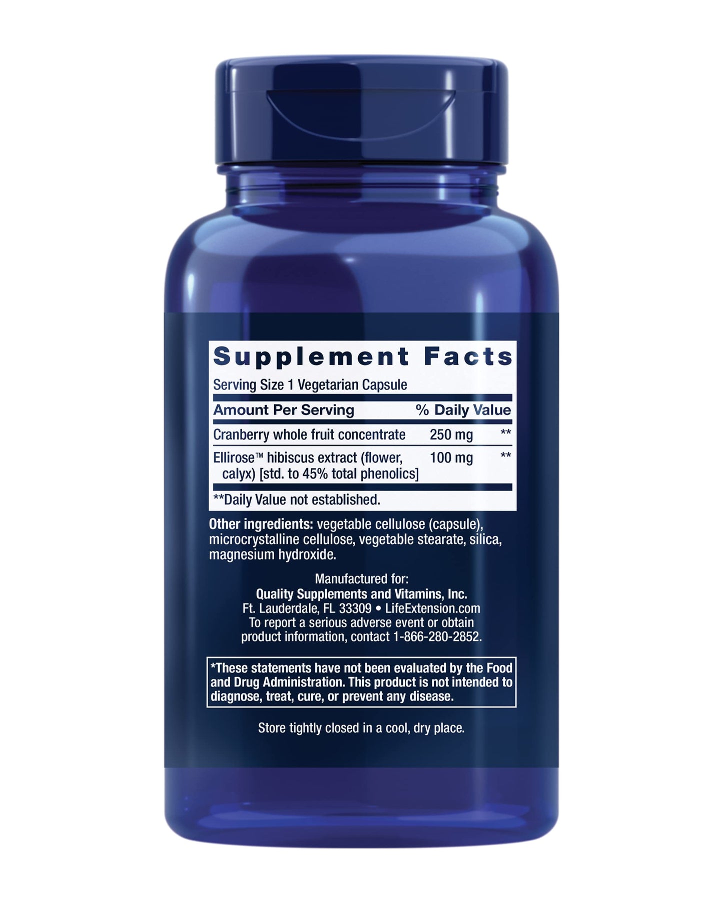 Life Extension Optimized Cran-Max Cranberry Whole Fruit Concentrate with Hibiscus Extract, 60 Capsules