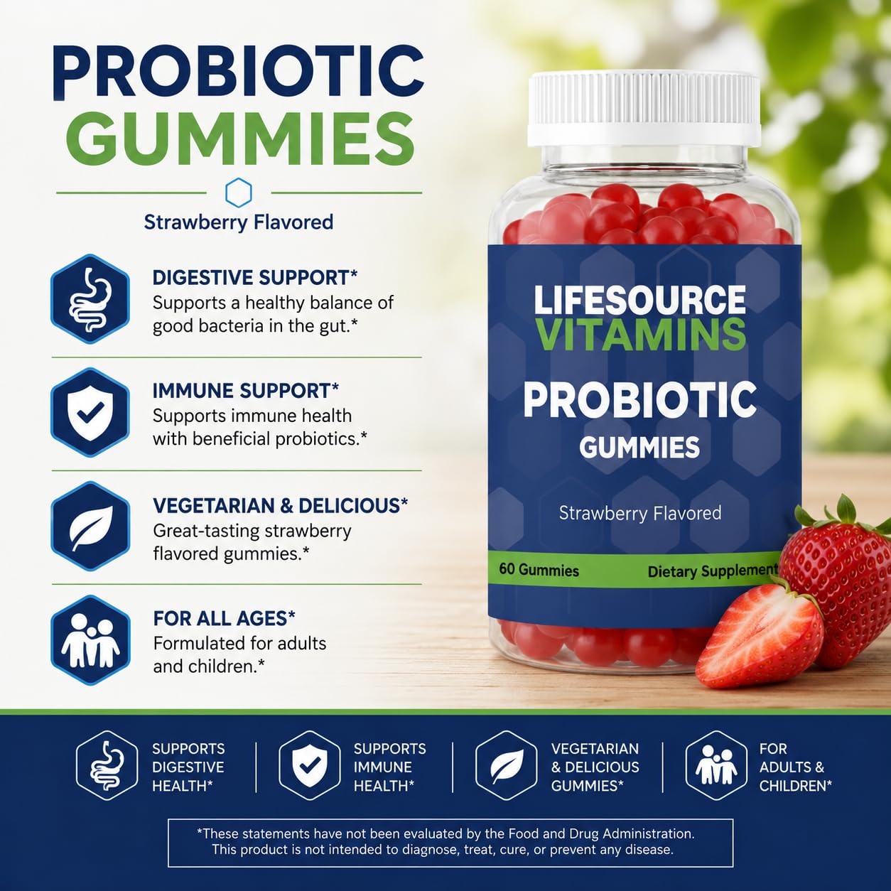 LifeSource Vitamins Organic Probiotic 60 Gummies