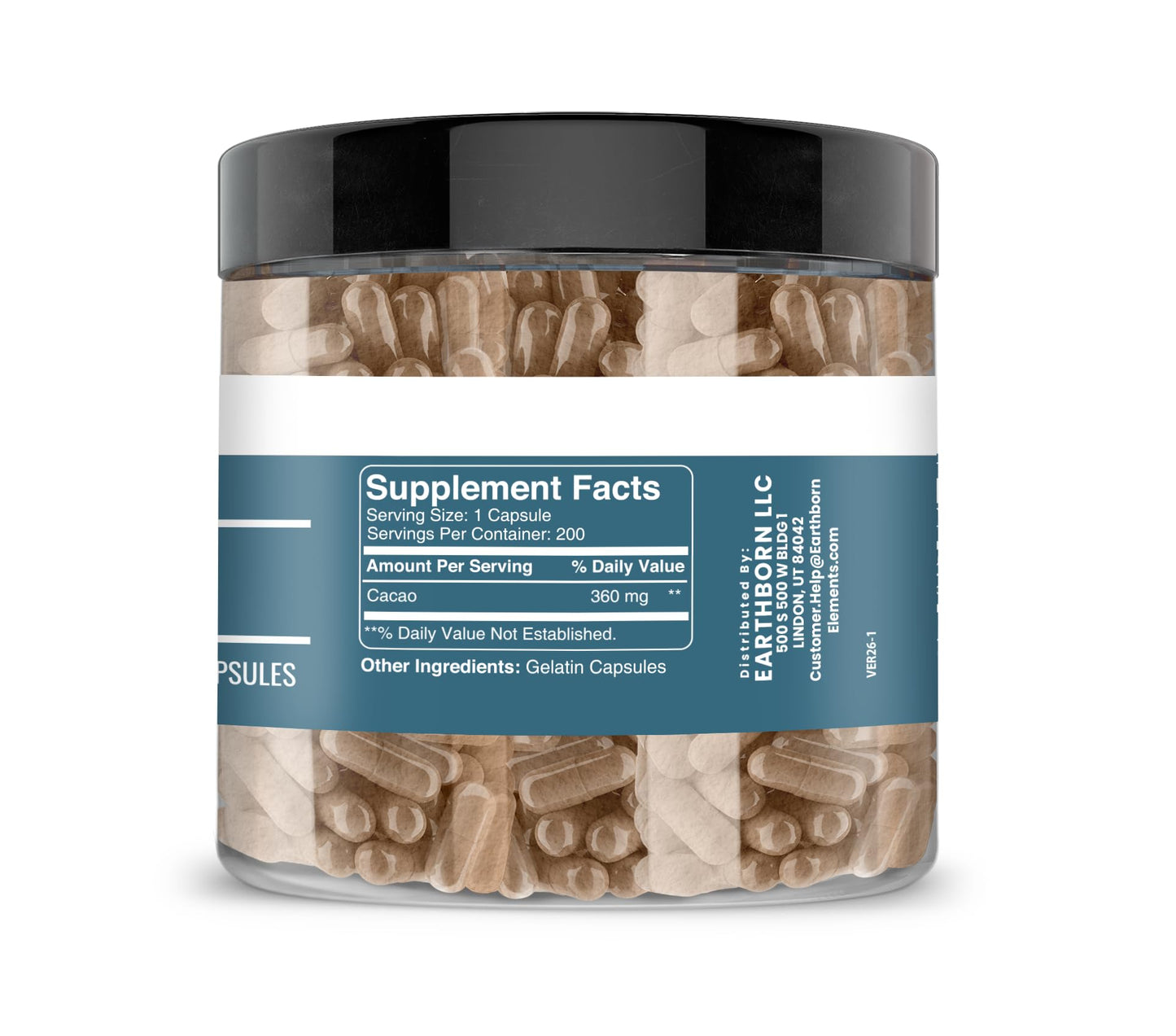 Earthborn Elements Cacao (Cocoa) Capsules 200