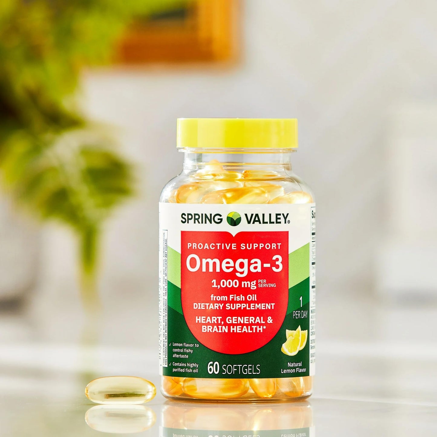 SUREFECT Proactive Support Omega-3 Fish Oil Dietary Supplement 1000 mg Softgel, 60 Count