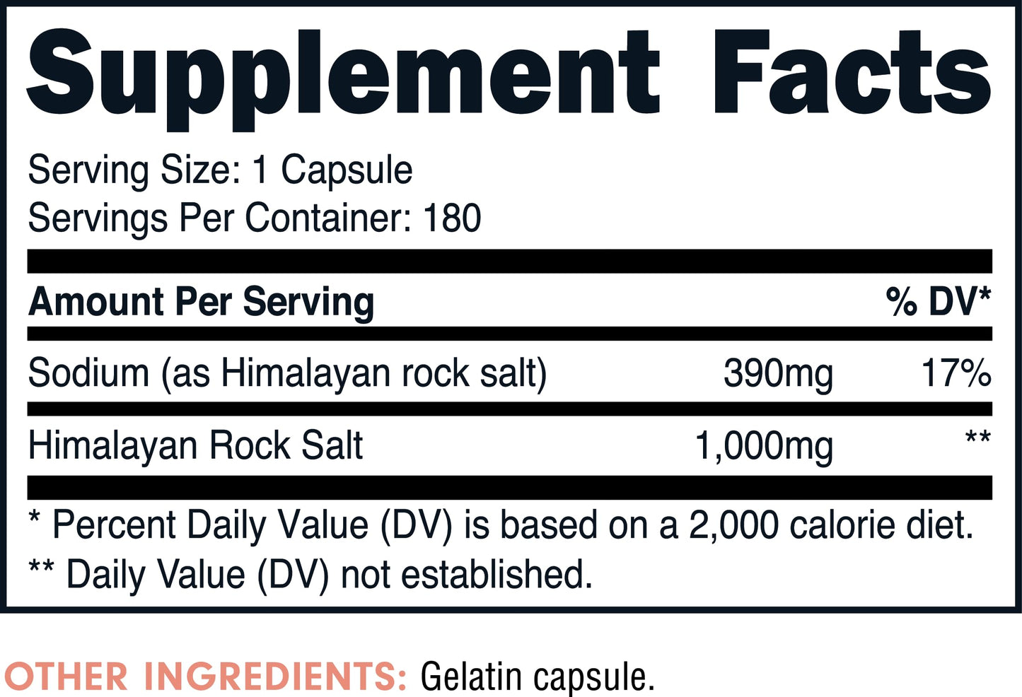 Bucked Up Himalayan Salt 1000mg Capsules, 180 Count