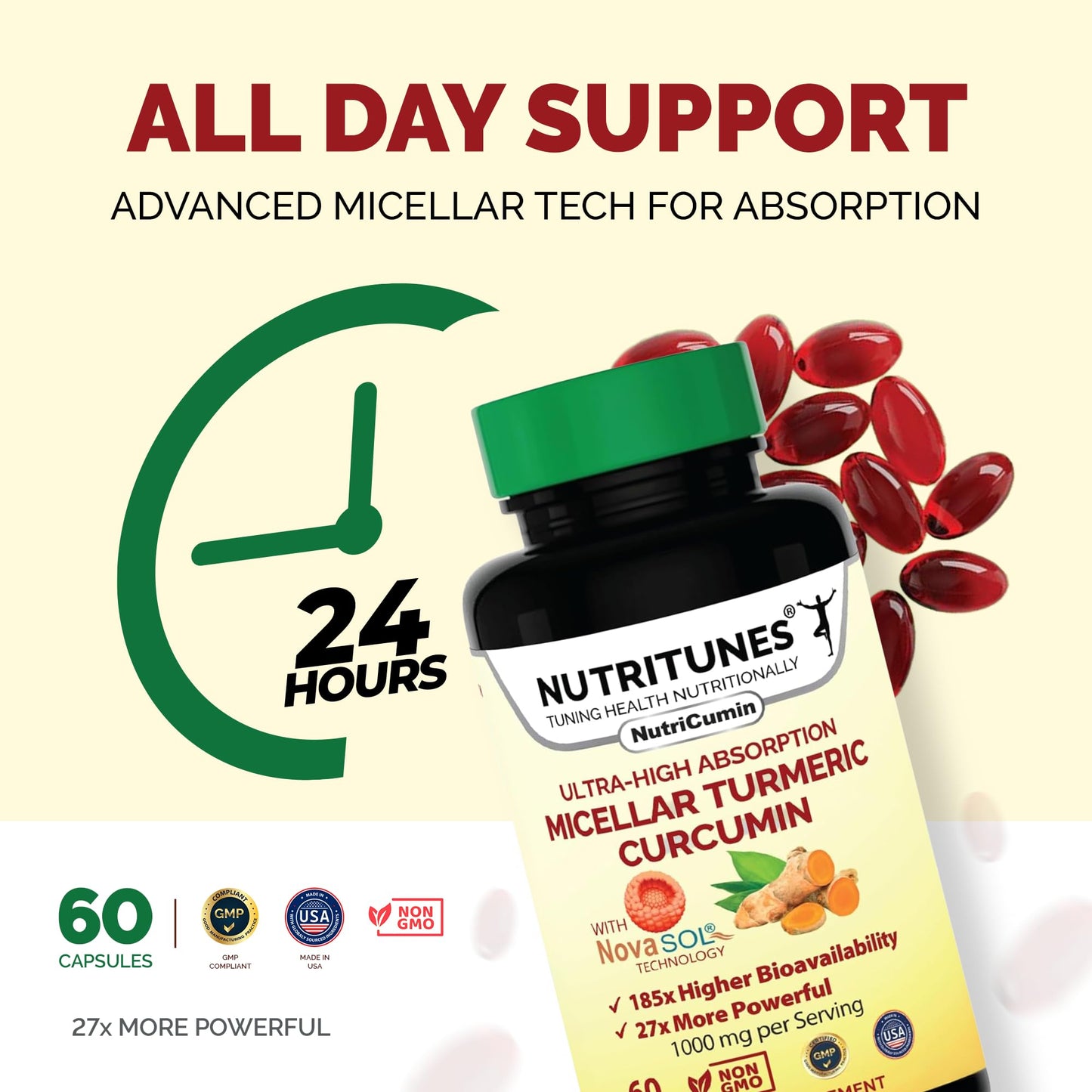 Nutritunes NutriCumin NovaSOL Turmeric Curcumin Softgel 60