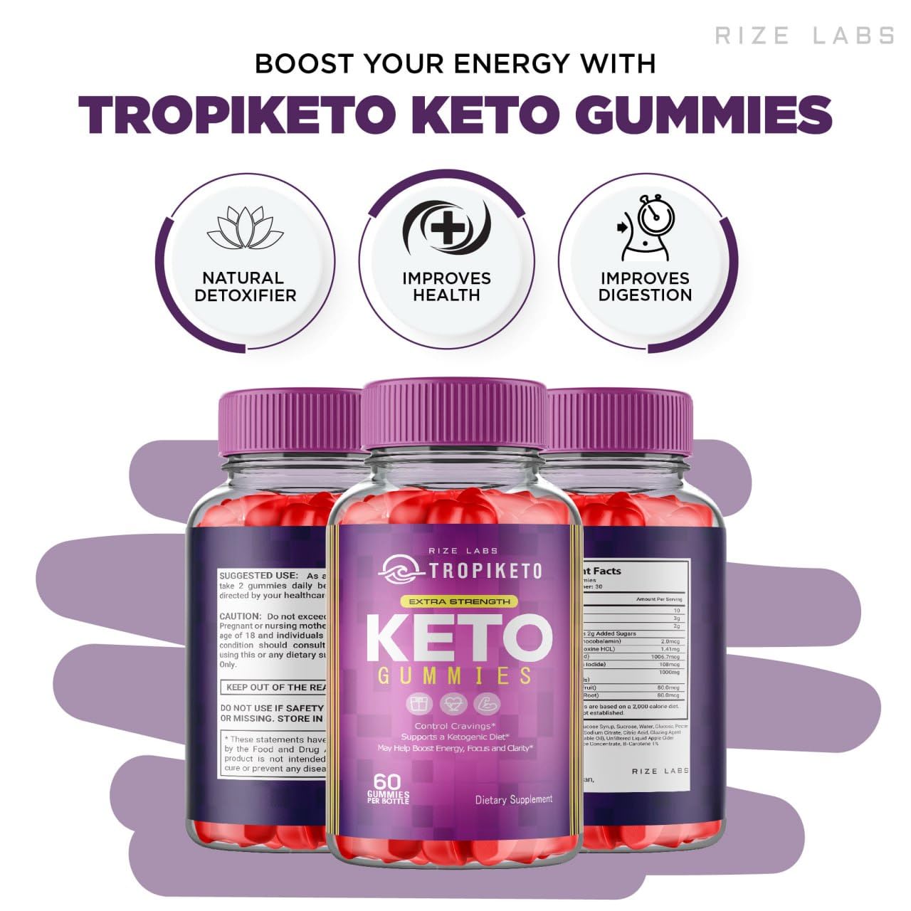Rize Labs TropiKeto Extra Strength Keto Gummies, 180 Gummies