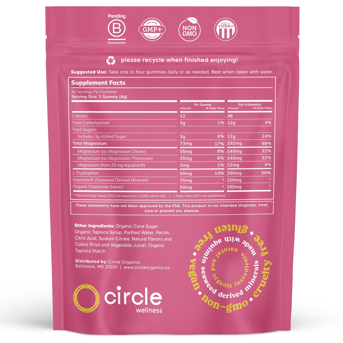 Circle Organics Evening Unwind Magnesium Gummies 1 Gummy