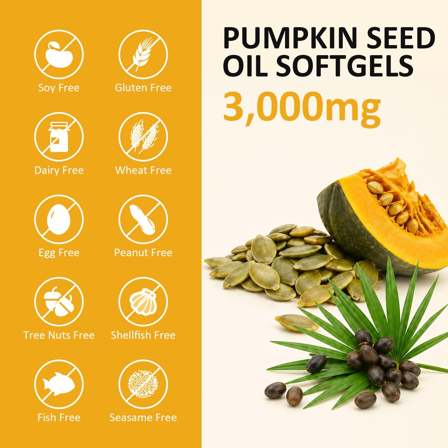 PhytoVital Pumpkin Seed Oil with Saw Palmetto Softgels, 300 Softgels