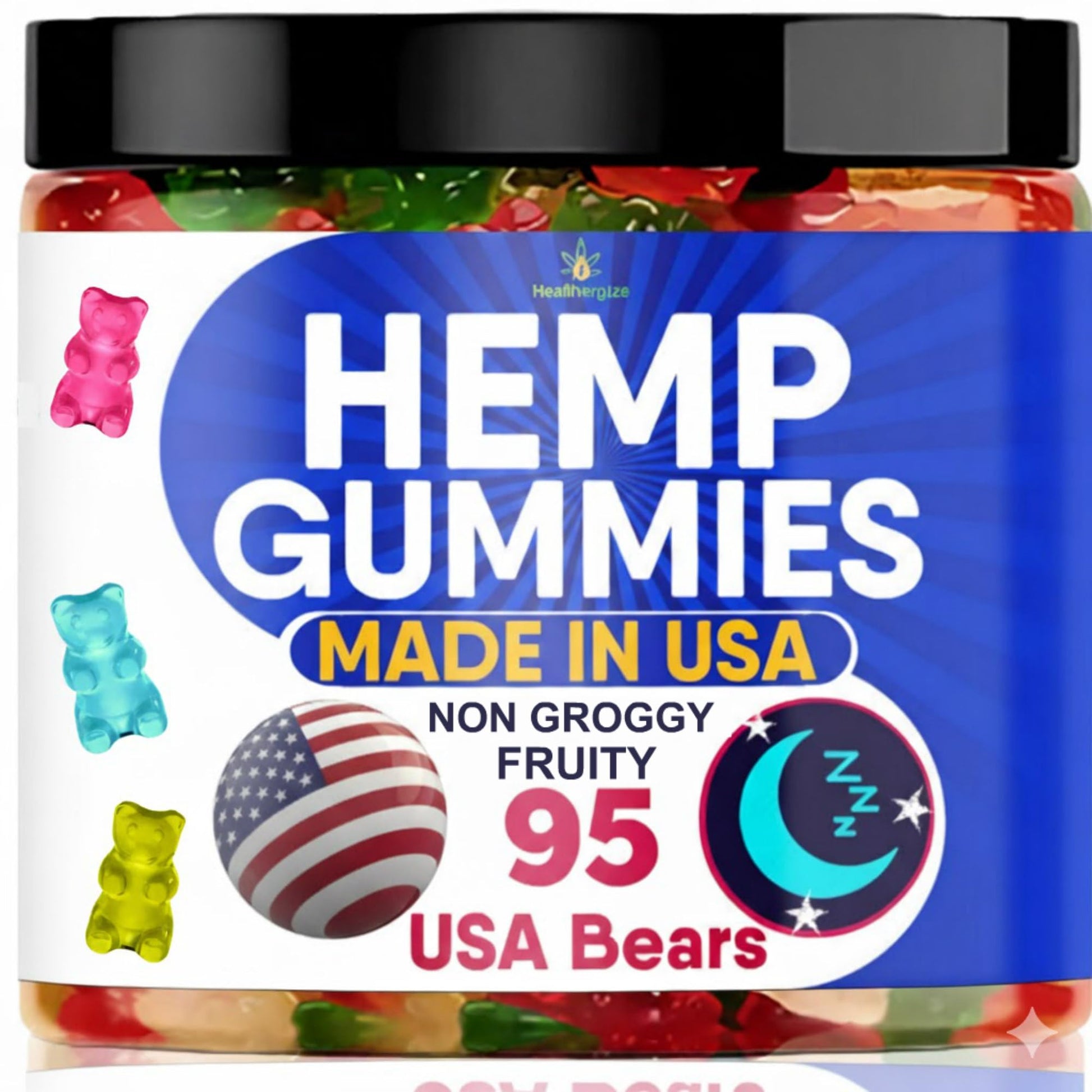 Healthergize Hemp Gummies for Sleep, Calm Relaxation Chewable 95 Count