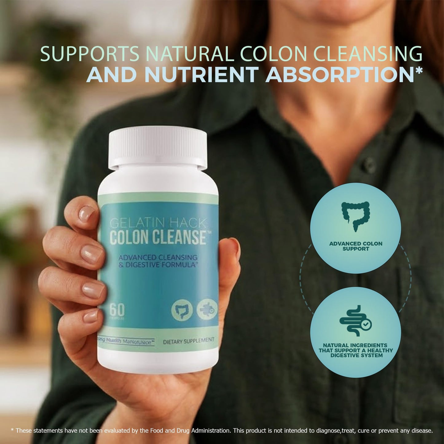 Happy Health Marketplace Gelatine Hack Colon Cleanse Capsule, 60 Count