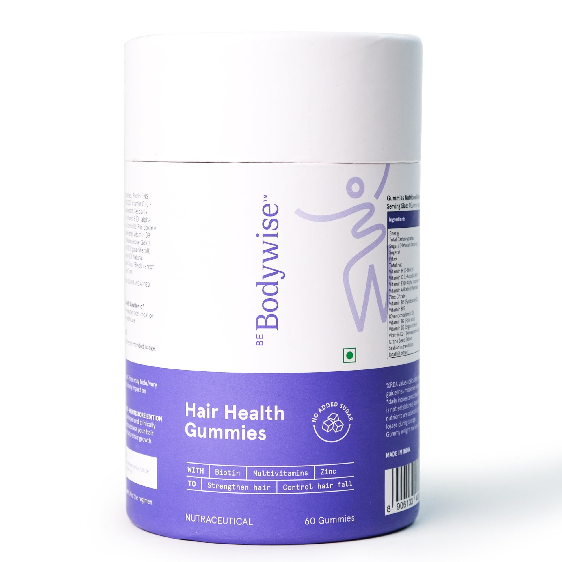 Be Bodywise Biotin Hair Growth Gummies 60 Count