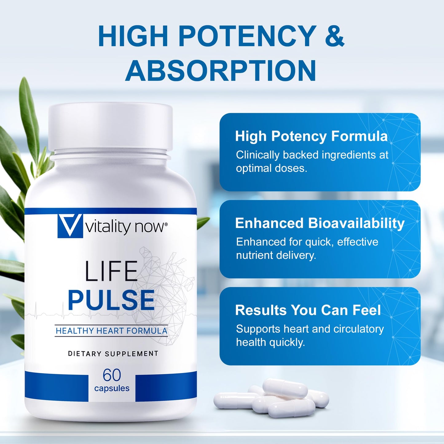 Vitality Now Life Pulse Natural Heart Health Supplement Capsule 60 Count