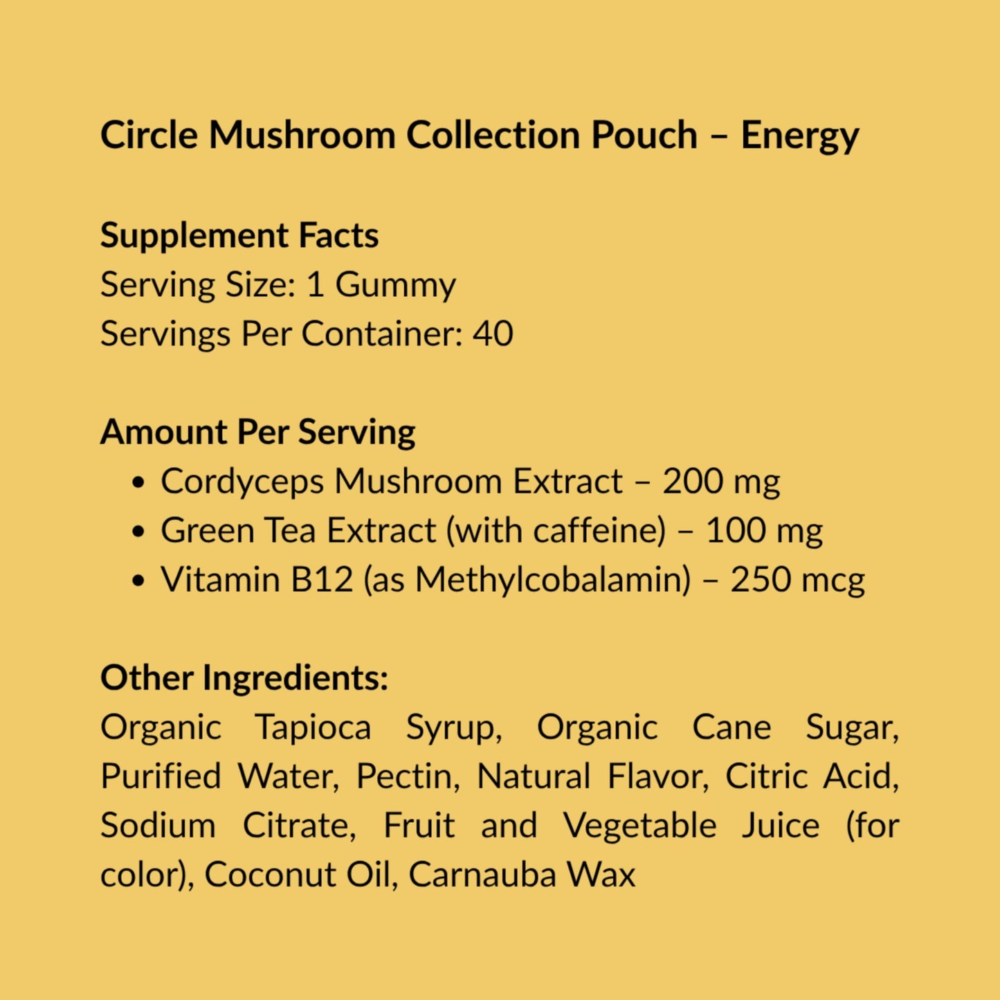 Circle Organics Energy Mushroom Gummies 40 ct
