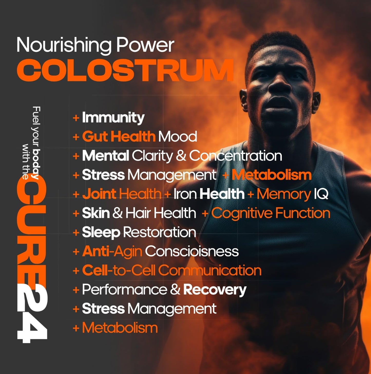 Cure24 Bovine Colostrum X3 Supplement Powder Capsule, 90 Count