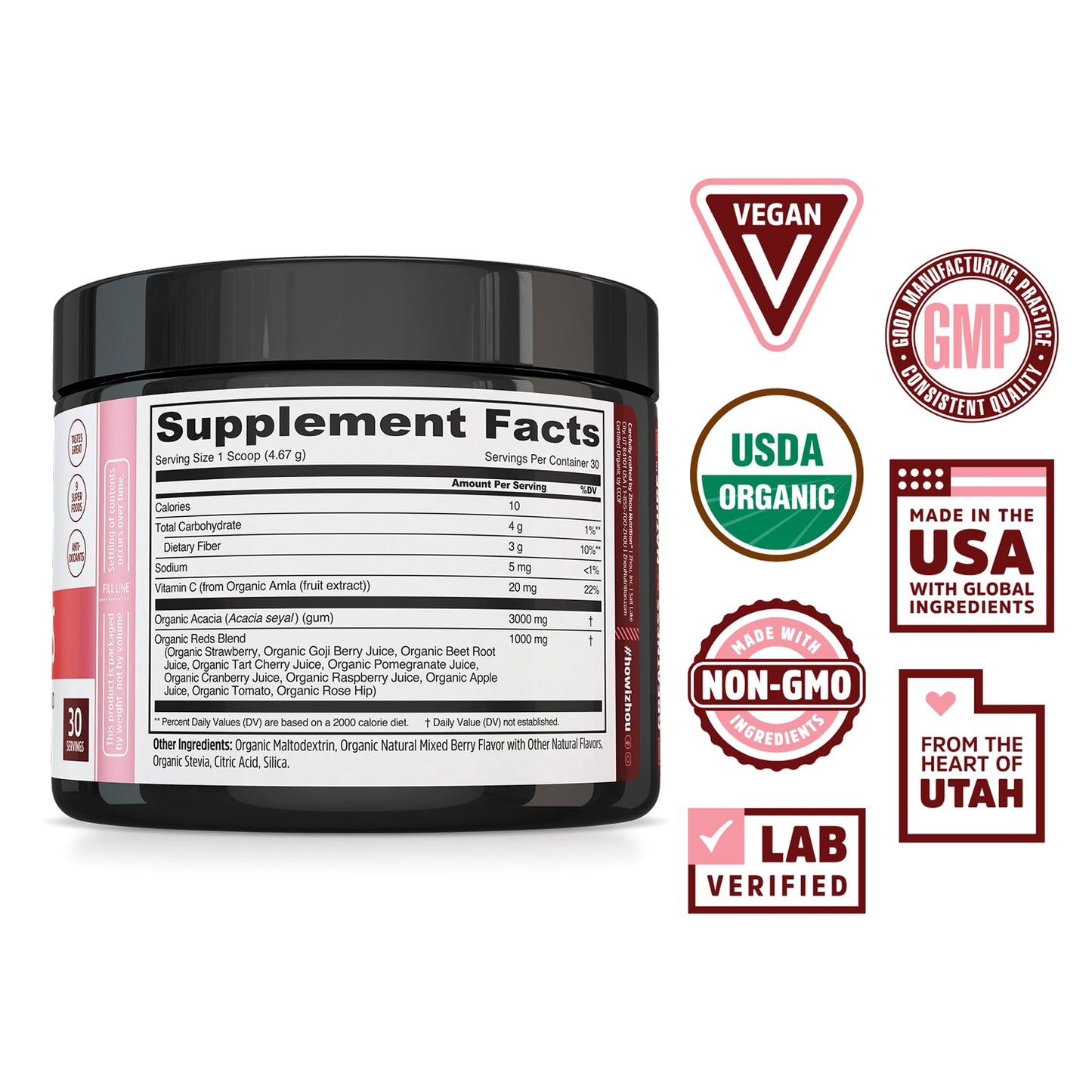 ZHOU Organic Reds Powder 4.95 oz