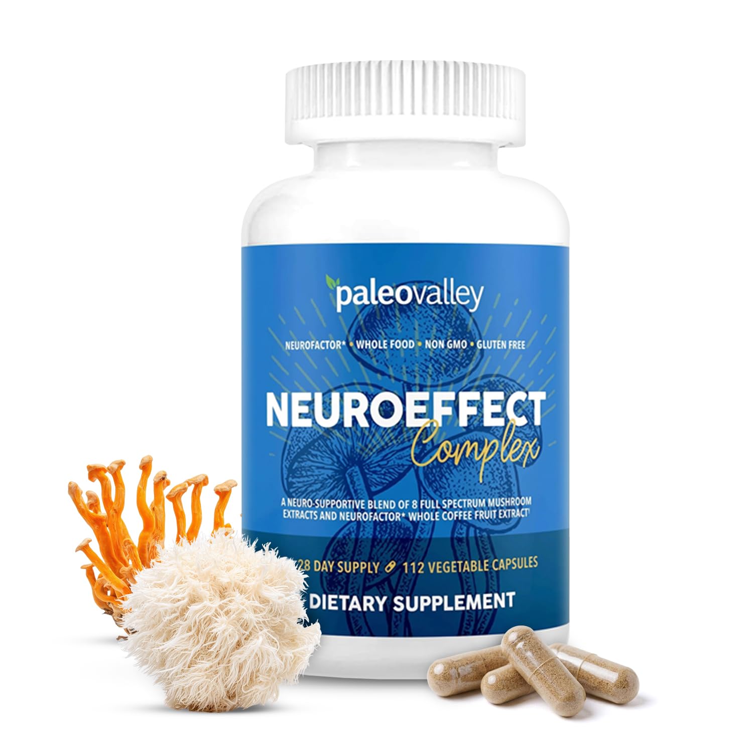 Paleovalley Mushroom Supplement NeuroEffect 8 Real Mushrooms 112 Capsules