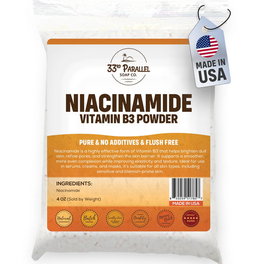 33RD PARALLEL SOAP CO. Niacinamide Powder Vitamin B3, 4 Ounces