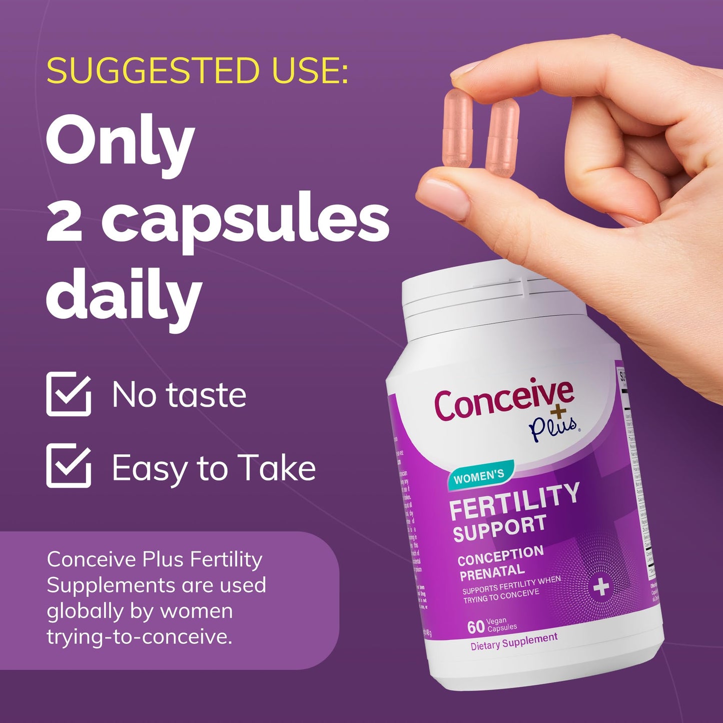 CONCEIVE PLUS Womens Fertility Support Prenatal Multivitamin Capsules 60 Count