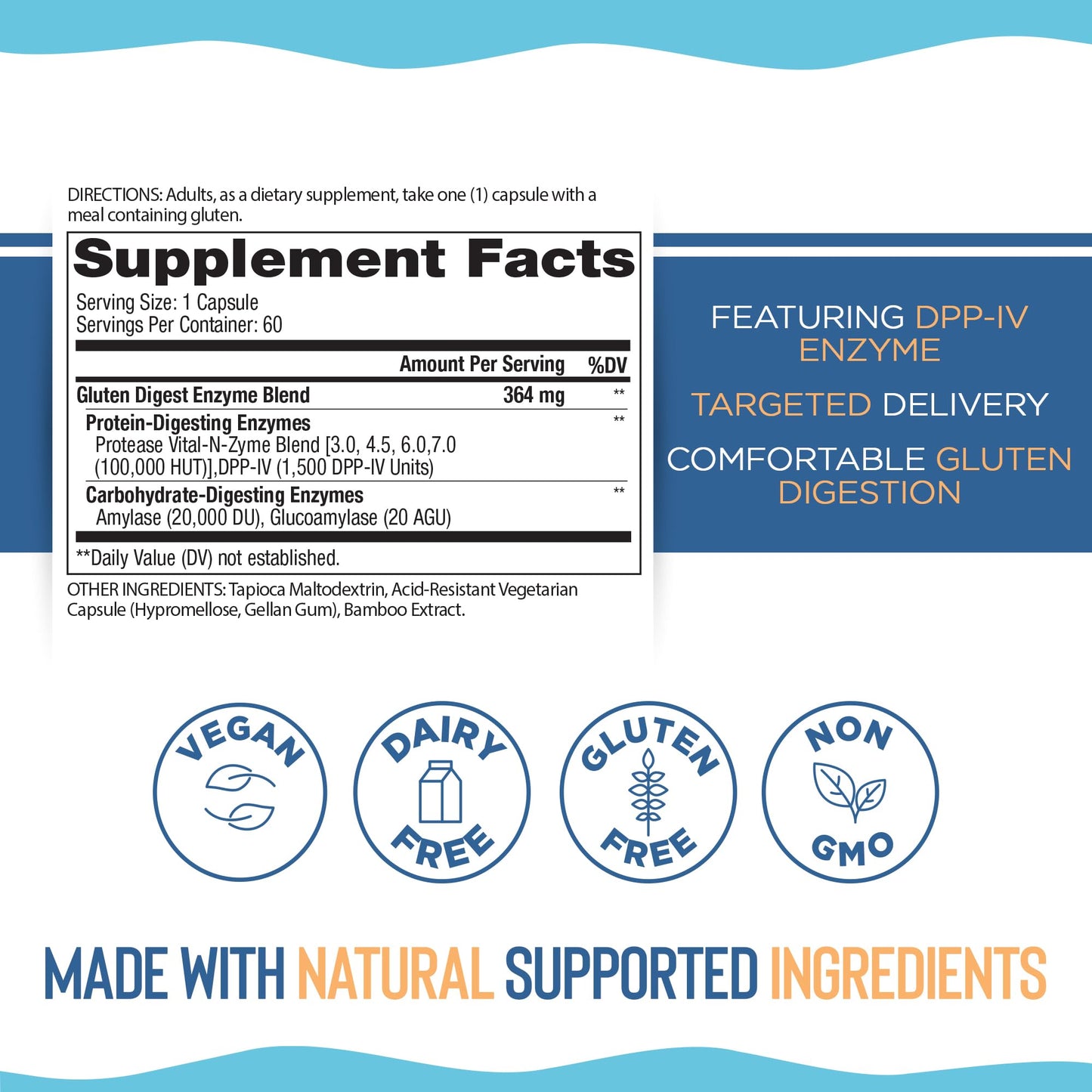 Vital Planet Digestive Enzymes Gluten Digest 60 Capsules