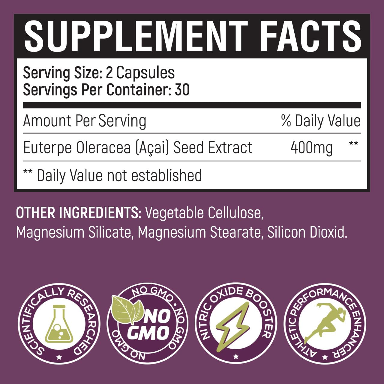 POWER SEEDAÇAÍ Power Seed Acai Nitric Oxide Booster Capsule 60 Count
