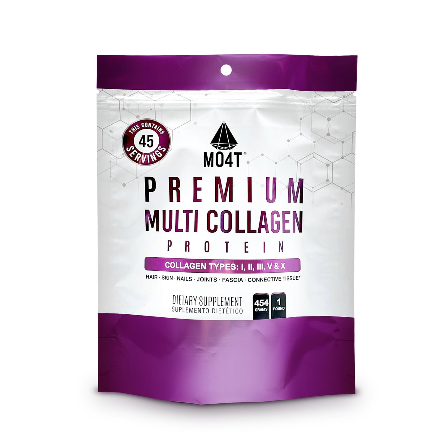 MOMOF4TRANSFORM MO4T Hydrolyzed Multi Collagen Powder 1 lb Sugar-Free, Hair, Skin & Nails, Paleo & Keto, Non-GMO