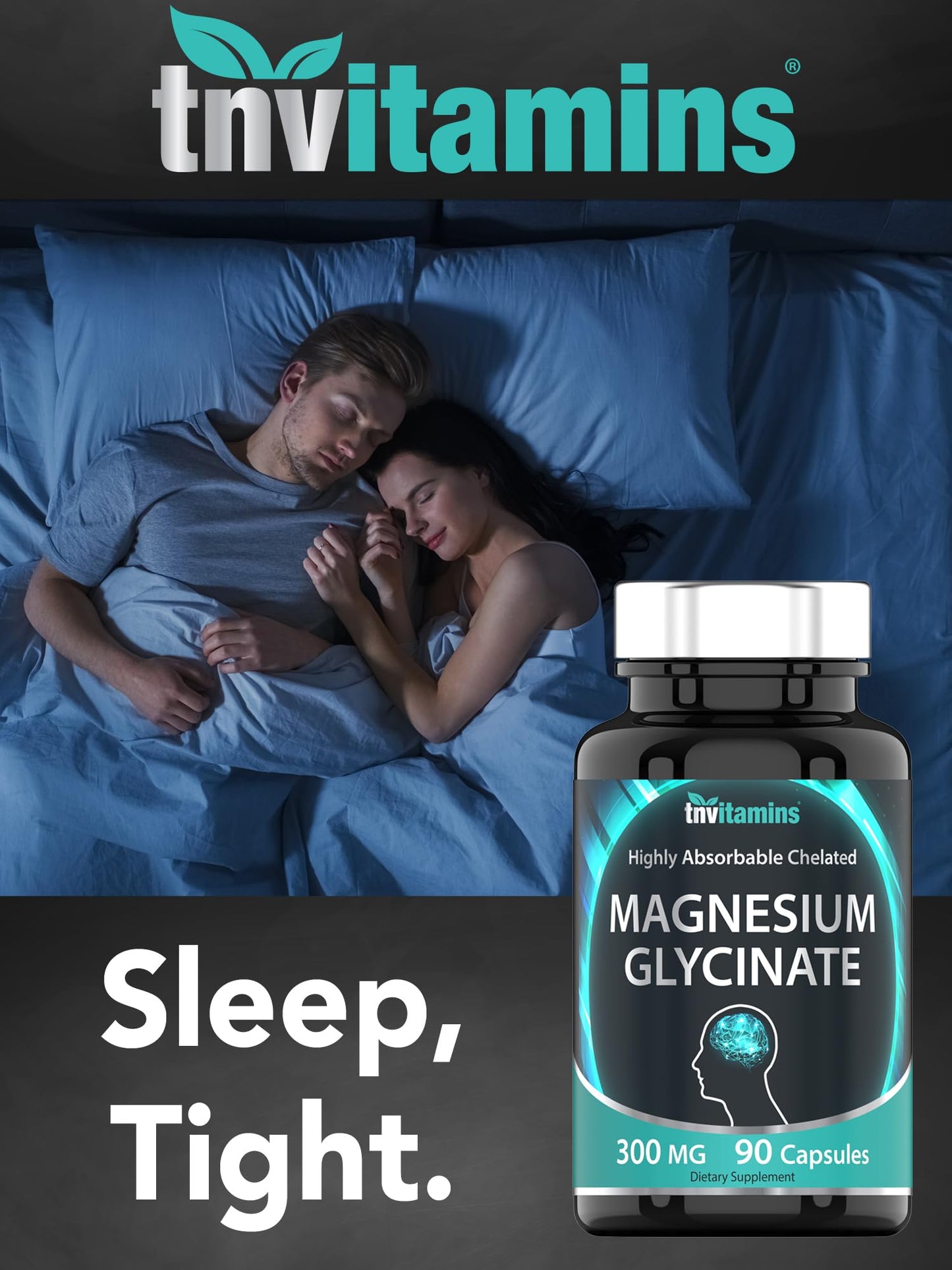 tnvitamins Magnesium Glycinate 300mg Capsules, 90 Count