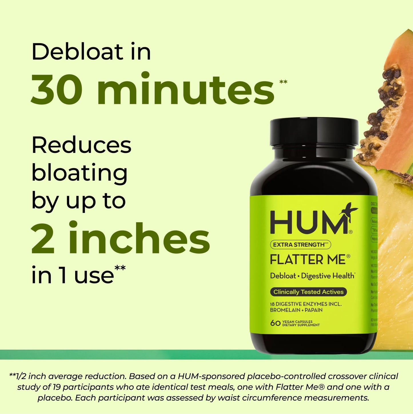 HUM Flatter Me Extra Strength Digestive Enzymes 60 Capsules