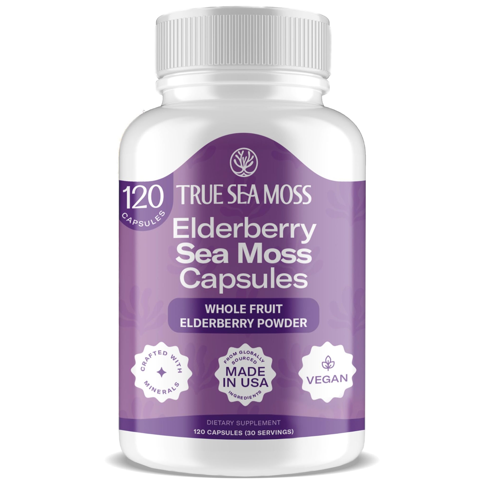 TrueSeaMoss Irish Sea Moss Elderberry Capsule - 120 Capsules