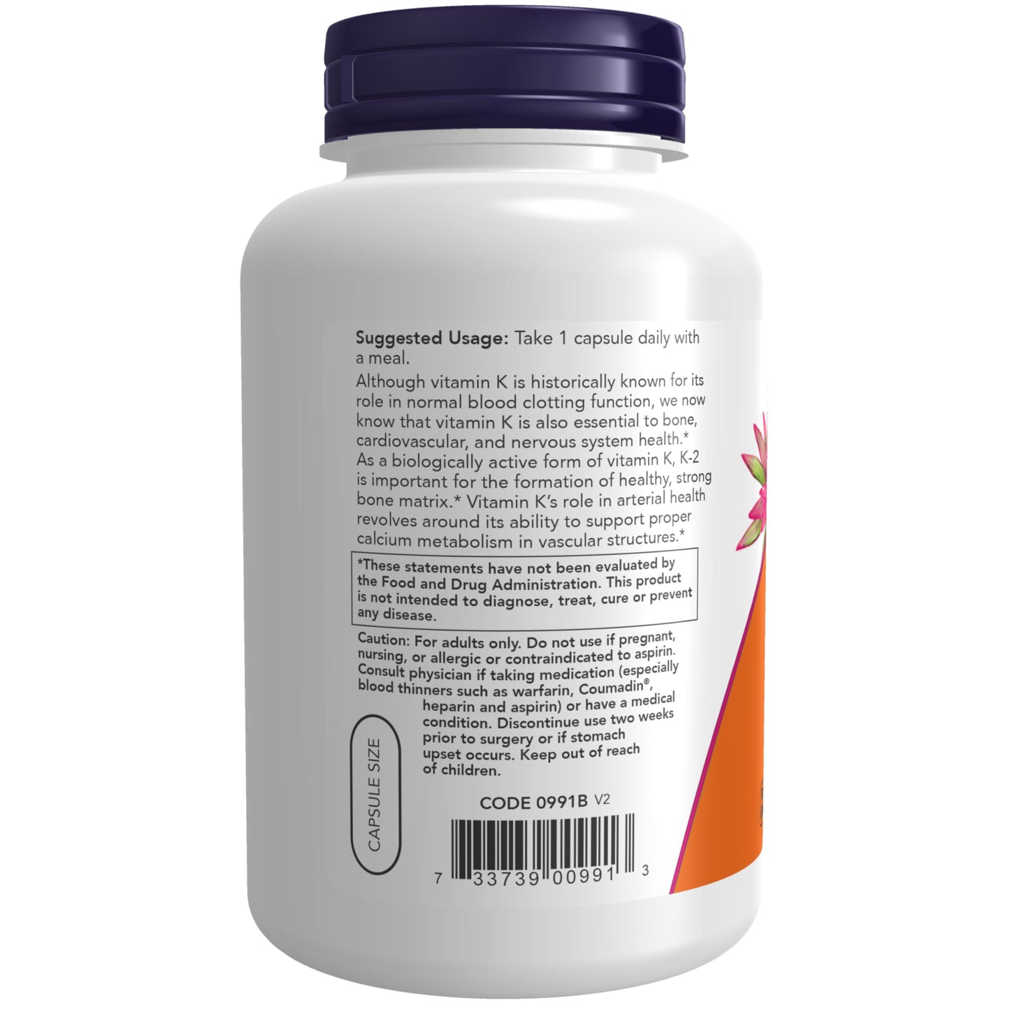 NOW Foods Vitamin K-2 100 mcg Menaquinone-4 (MK-4) Supports Bone Health, 250 Veg Capsules