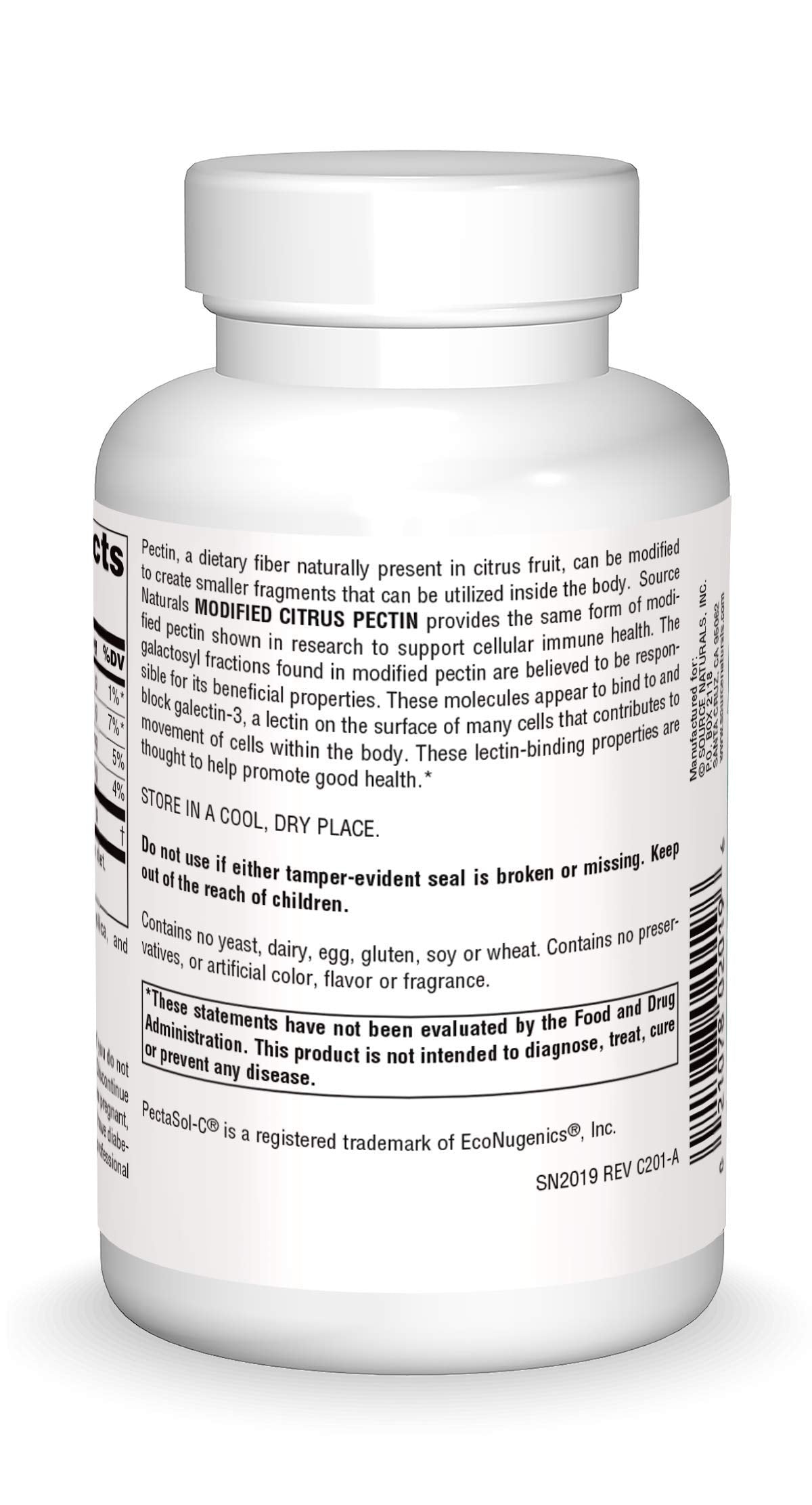 Source Naturals PectImmune Modified Citrus Pectin 750 mg Capsule, 90 Capsules