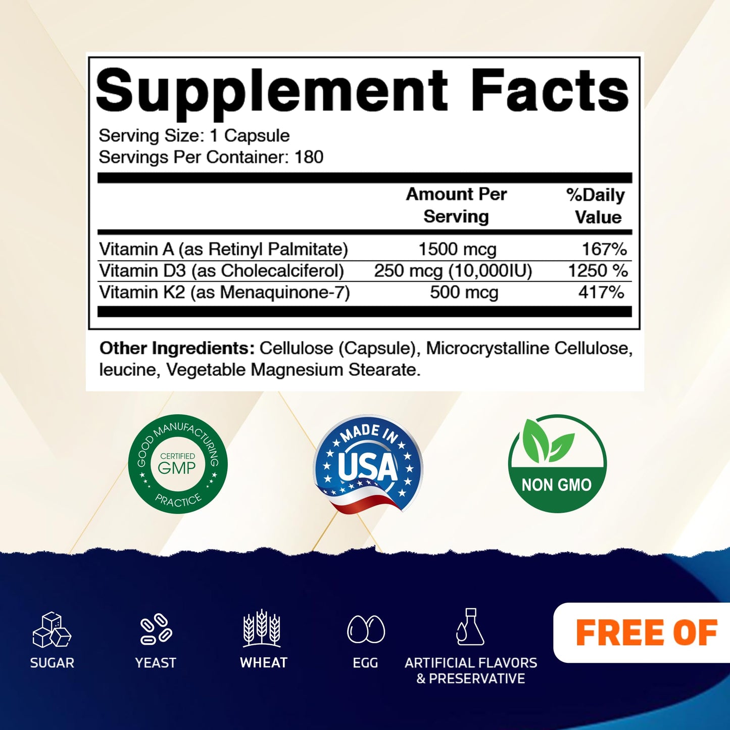Vitamatic ADK Vitamin Supplement Capsules 180 Count