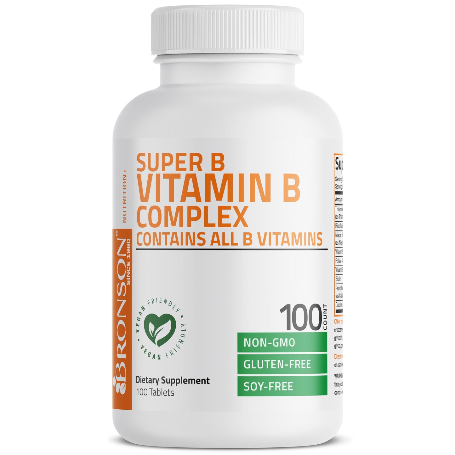Bronson Vitamin B Complex (Vitamin B1, B2, B3, B6, B9 - Folic Acid, B12) Tablet, 100 Tablets