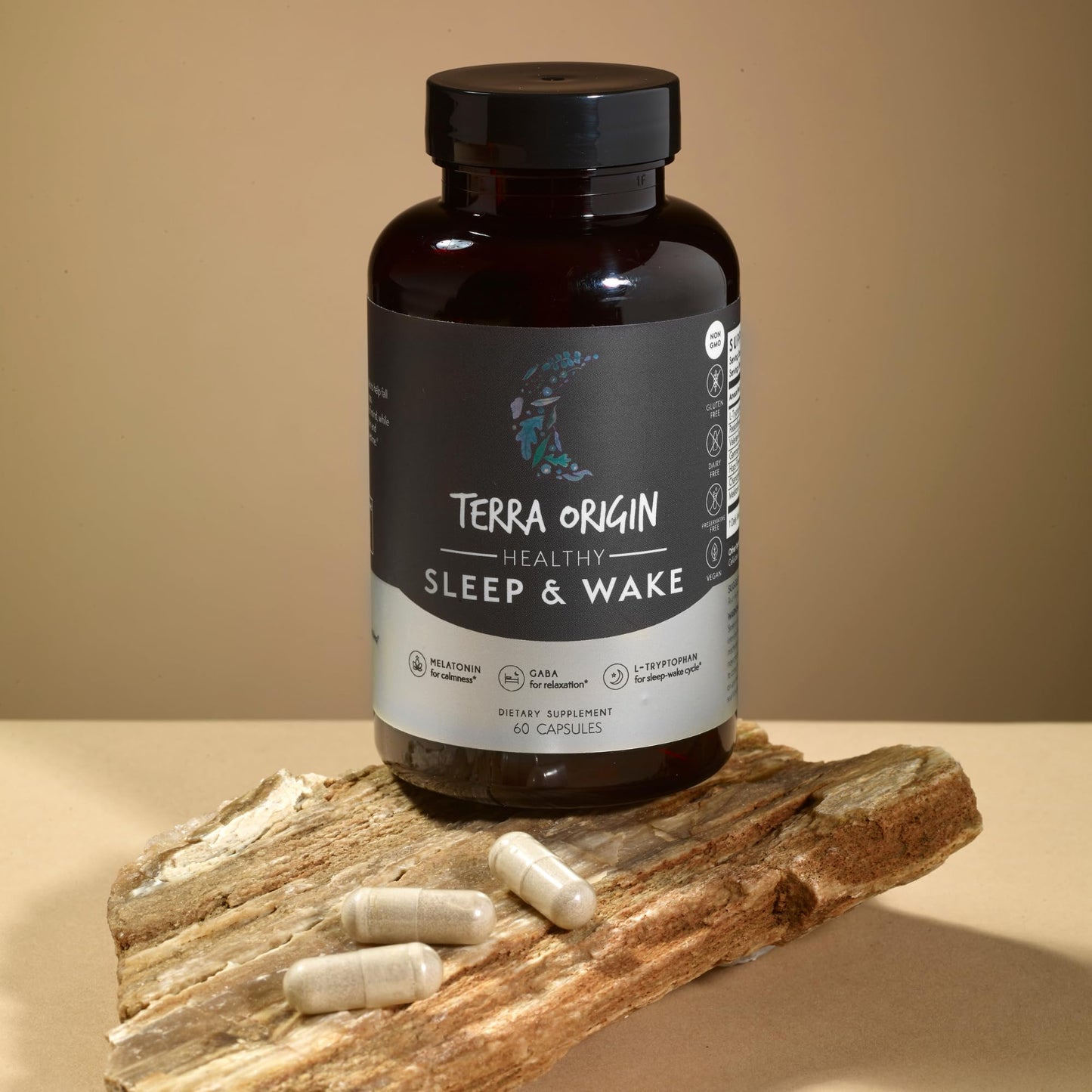 TERRA ORIGIN Healthy Sleep & Wake Natural Sleep Aid Supplement Capsules 60