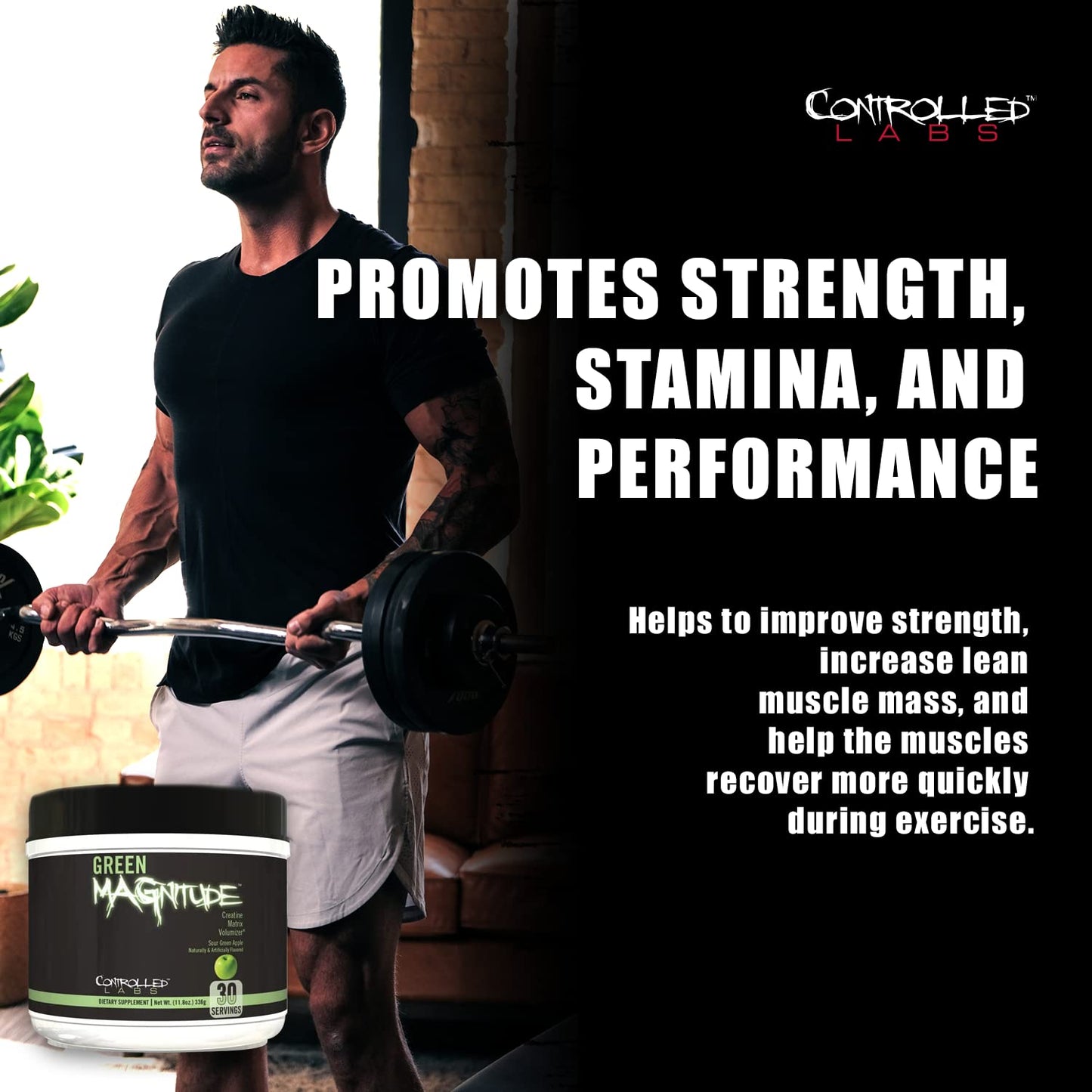 CONTROLLED LABS Green Magnitude + GlycerGrow 2 Virtual Bundle – Creatine & Glycerol Powder Stack 71.8