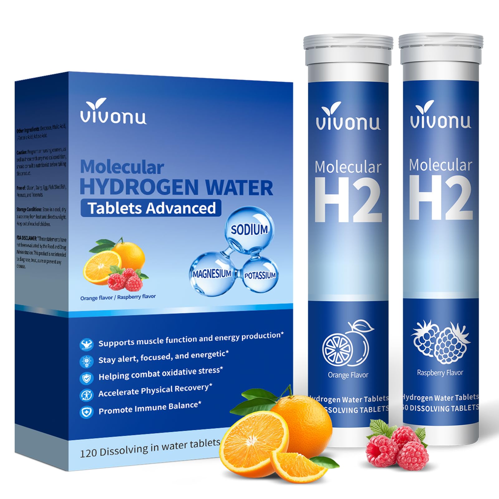 VivoNu Magnesium Hydrogen Water Tablets, 120 Count